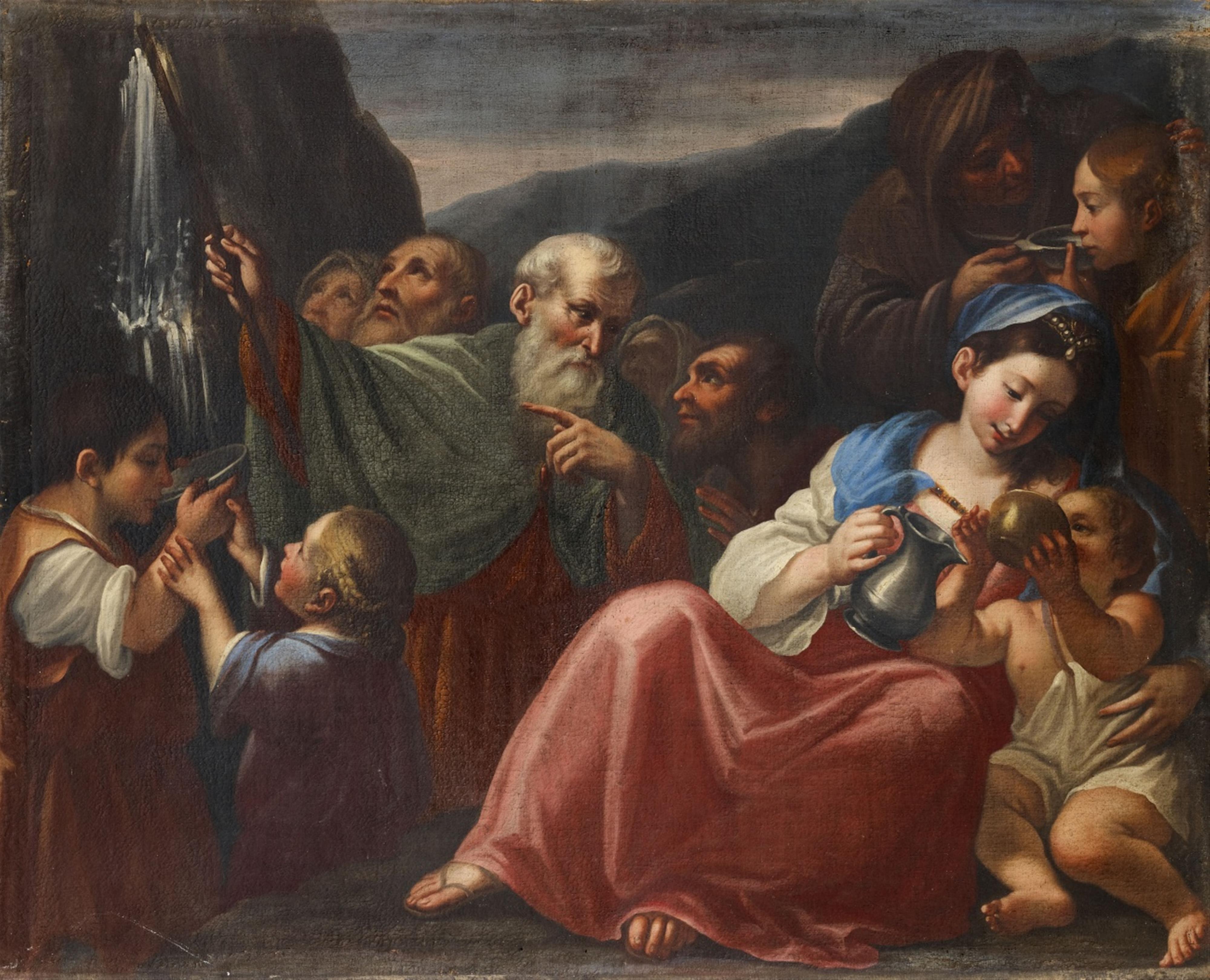 Lombardian School 17th century - The Discovery of the Infant Moses The Test of Fire of Moses The Israelites Collecting their Jewellery Moses Striking the Rock - image-4