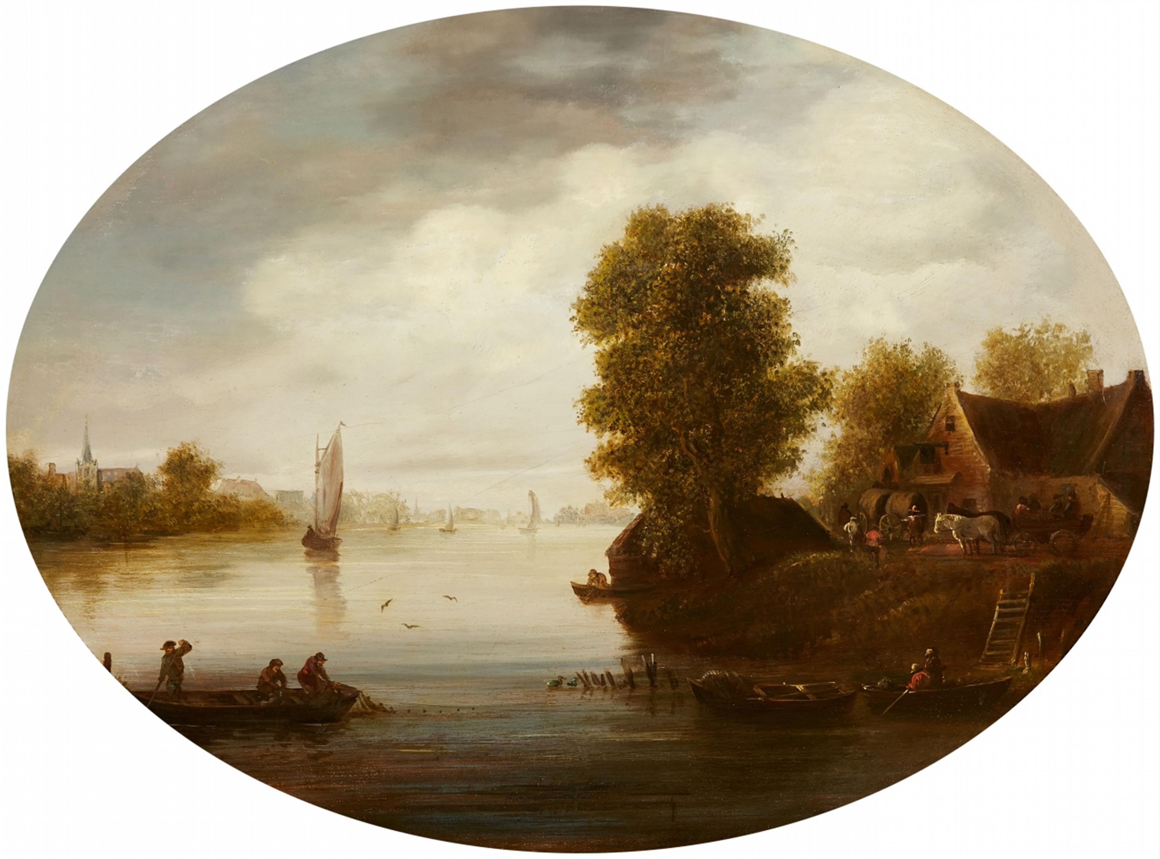 Netherlandish School, circa 1700 - River Landscape with Villages - image-1