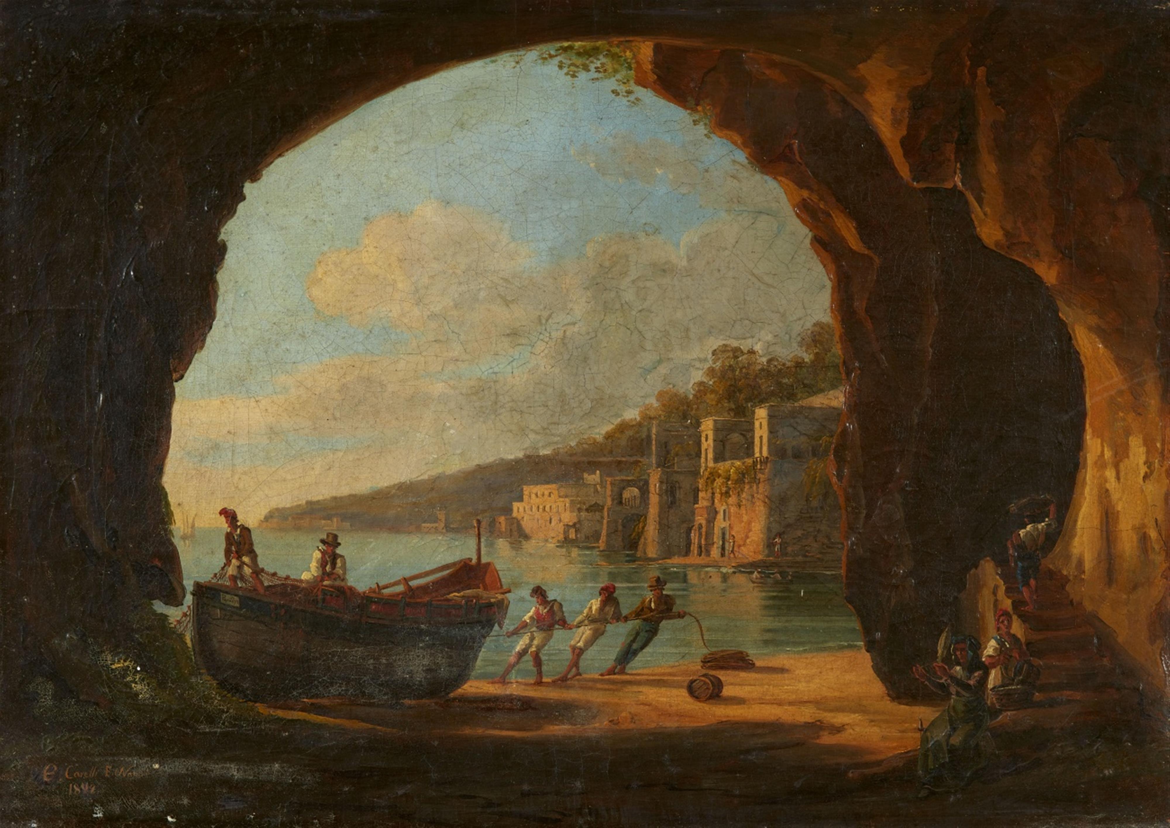 Consalvo Carelli - Grotto on the Gulf of Naples with a View of the Sea - image-1