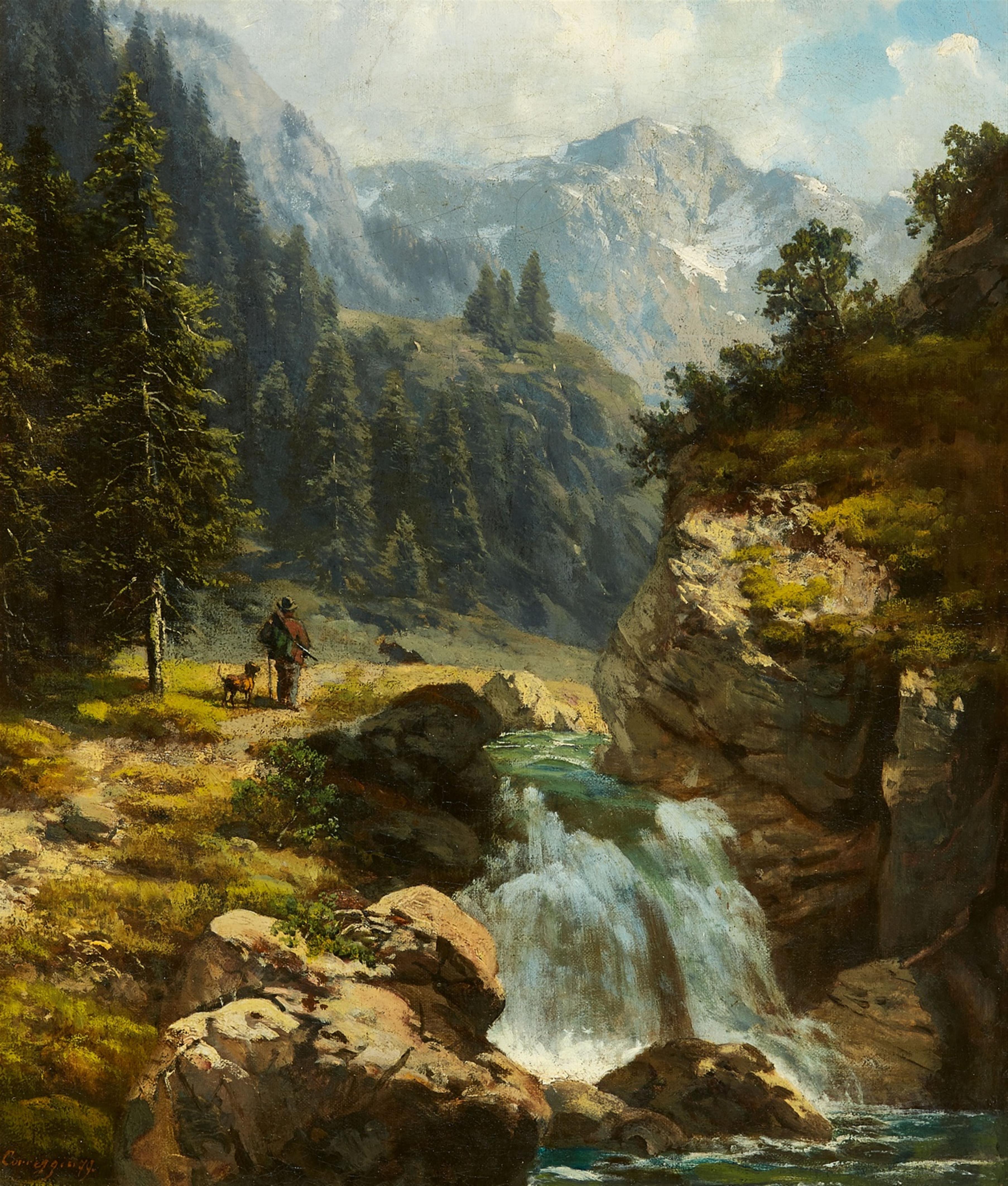 Ludwig Correggio - Gebirgslandschaft mit Wasserfall - image-1