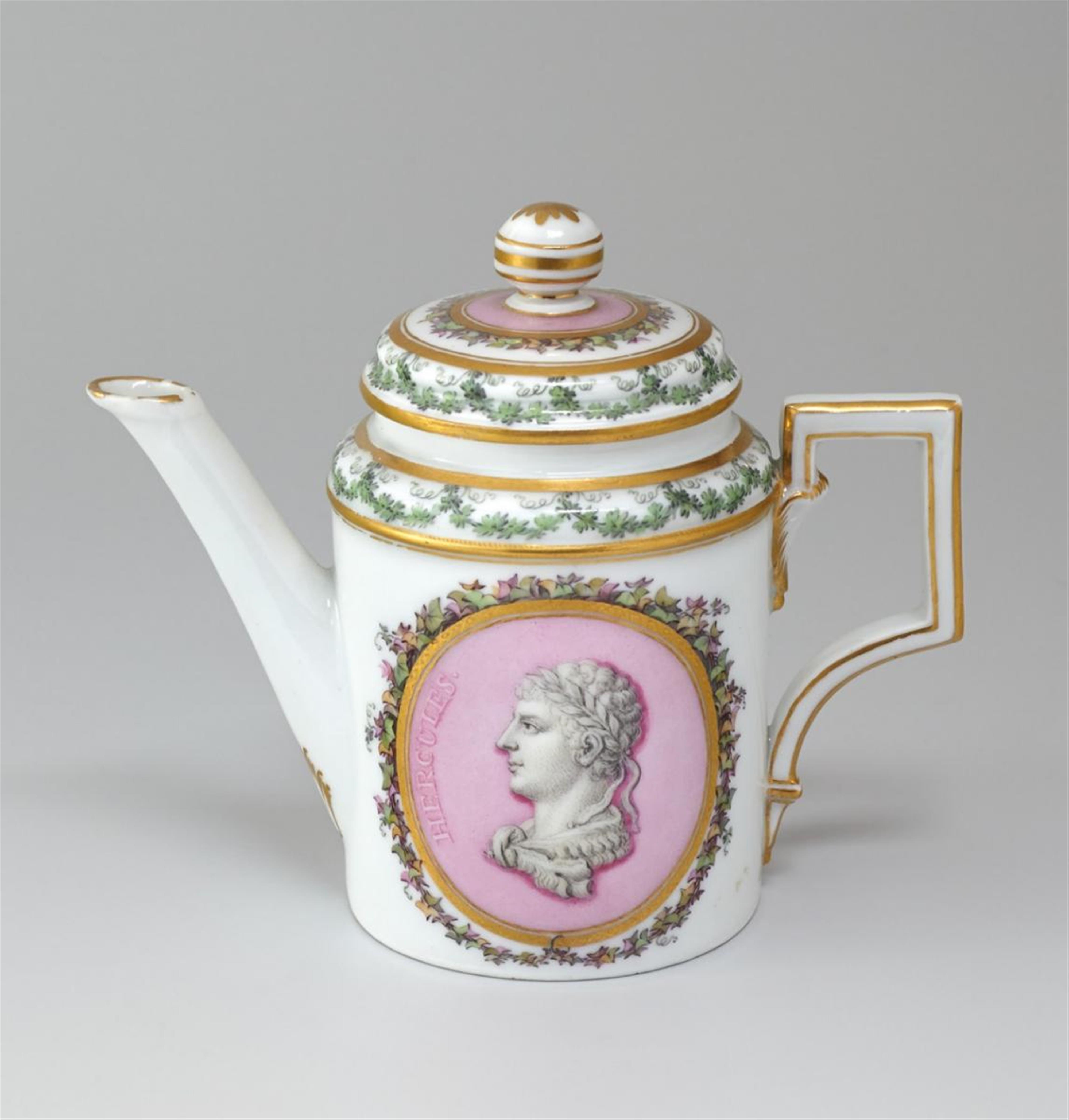 A Berlin KPM porcelain pitcher with a depiction of Hercules and Omphale - image-1