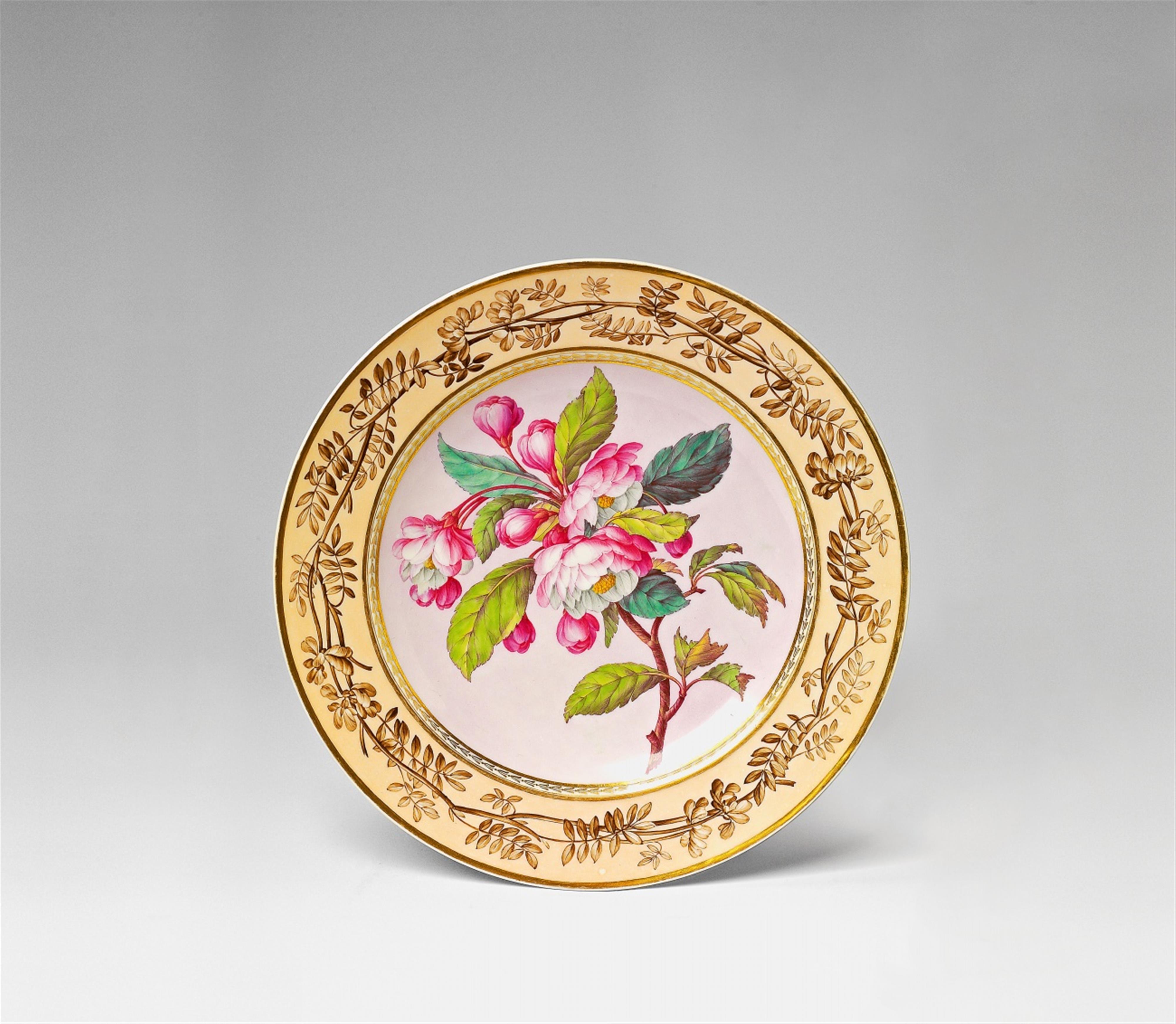 A Berlin KPM botanical porcelain plate with pyrus spectabilis chine - image-1