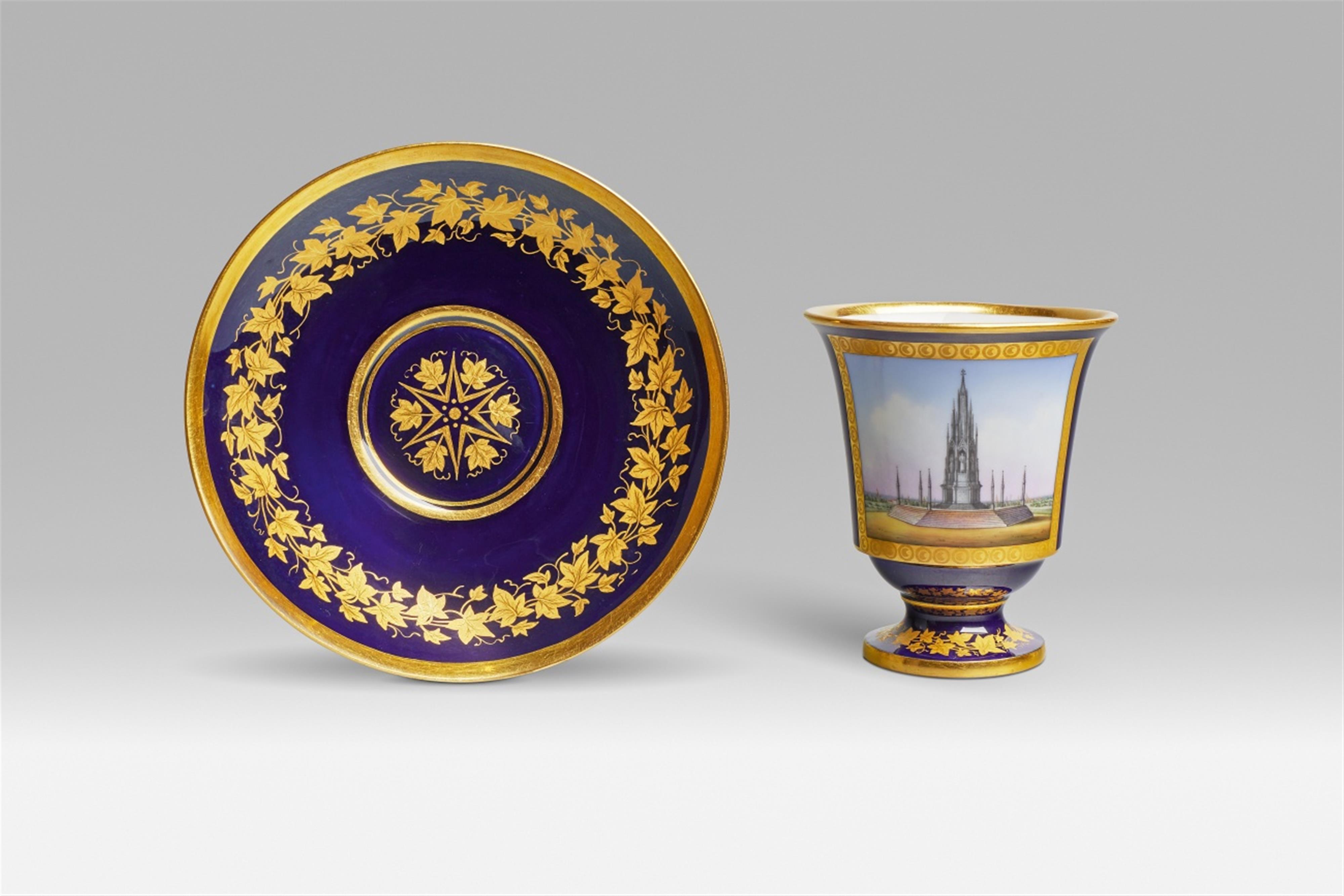 A Meissen porcelain cup and saucer with the Kreuzberg monument - image-1