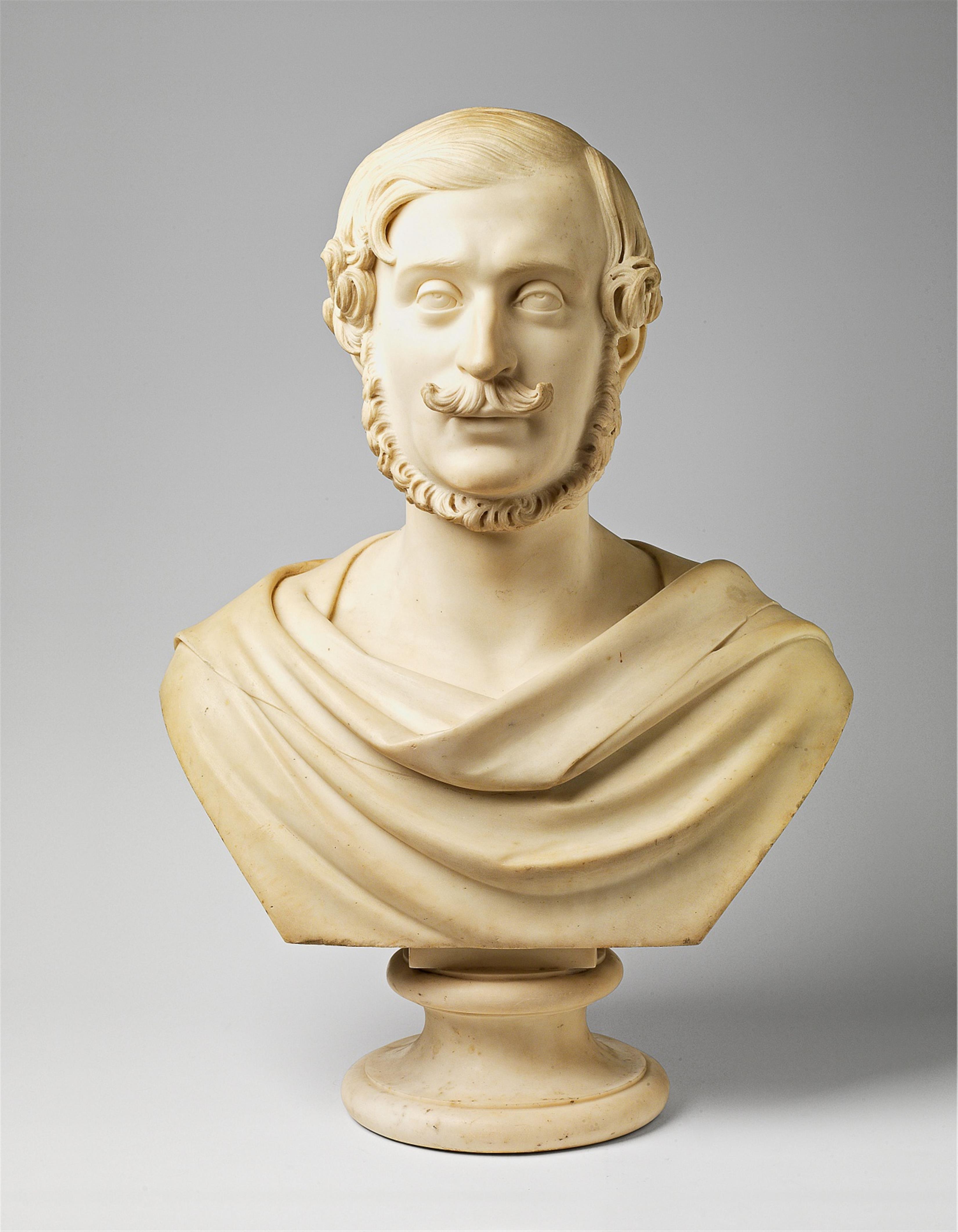 A white Carrara marble bust of Grand Duke Karl Alexander von Sachsen-Weimar-Eisenach by Wolf von Hoyer - image-1