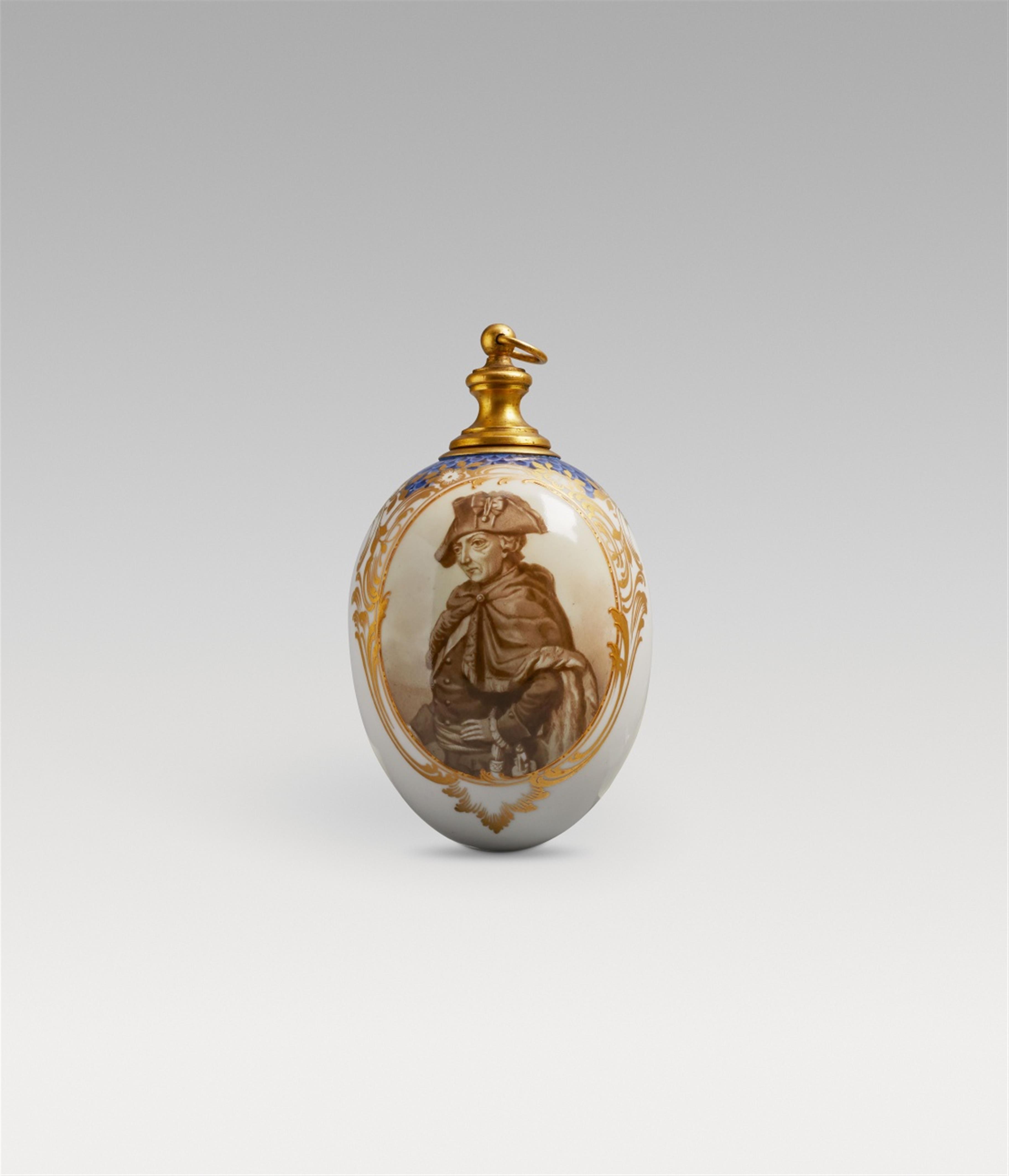 A Berlin KPM porcelain egg with a portrait of Frederick II - image-1