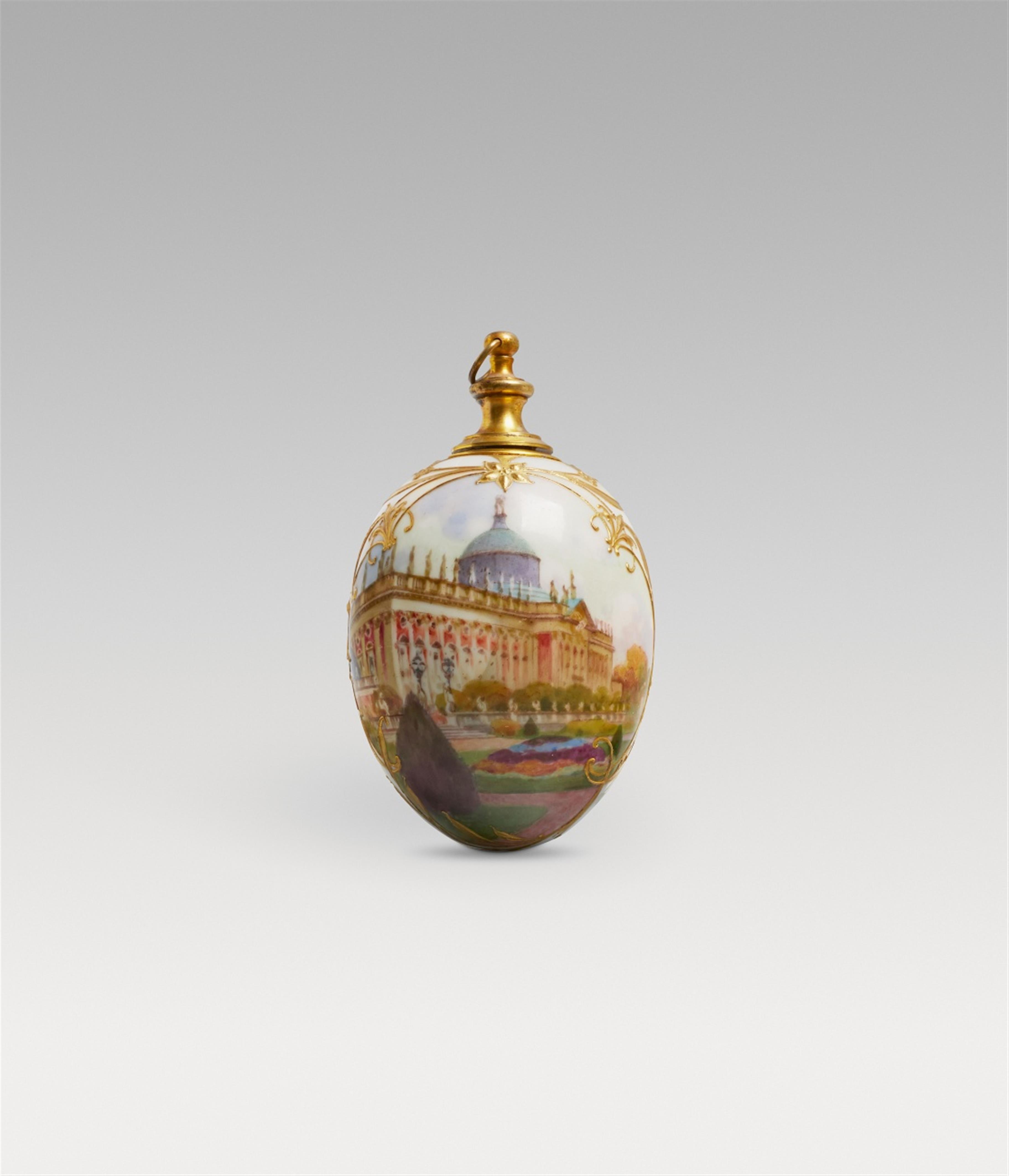 A Berlin KPM porcelain egg with a view of the Neue Palais - image-1