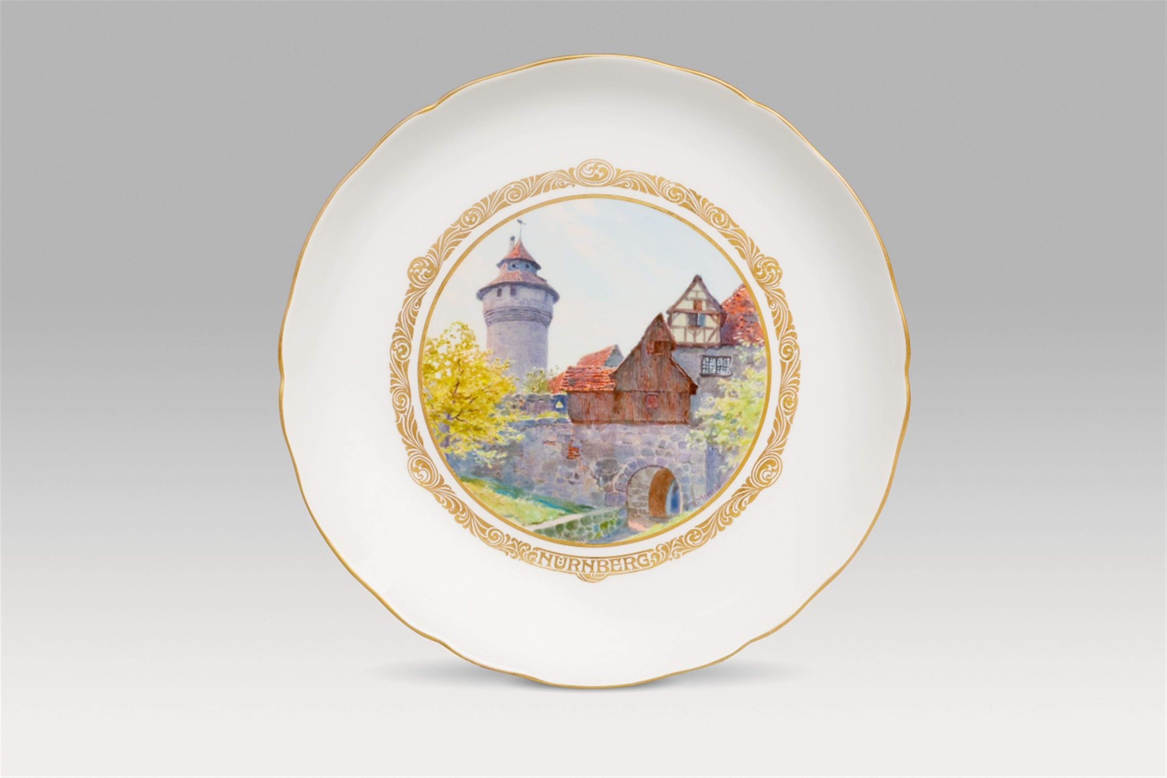 A Berlin KPM porcelain plate with a view of Nuremberg - image-1