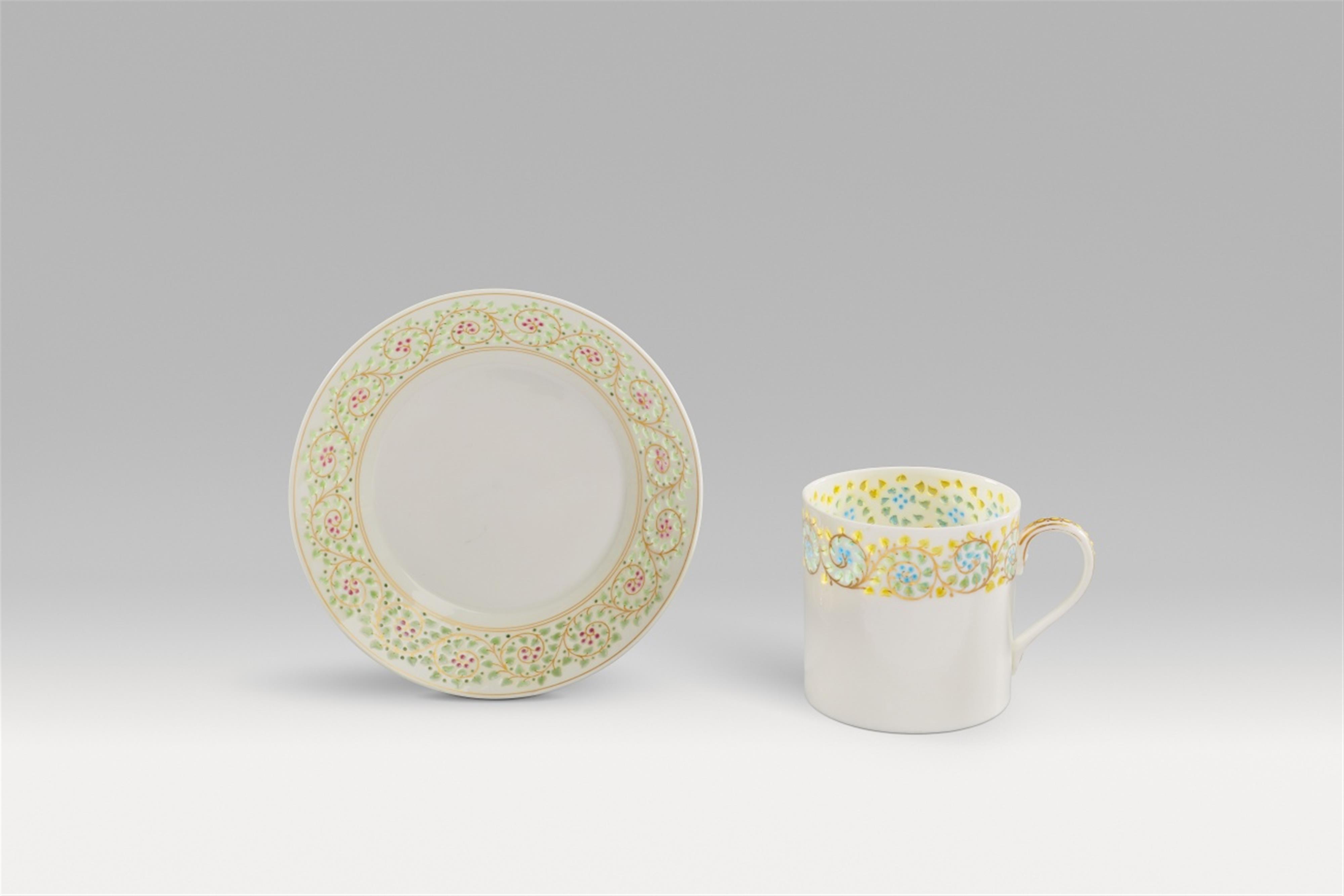 A Berlin KPM porcelain cup and saucer with rare transluscent enamel decor - image-1