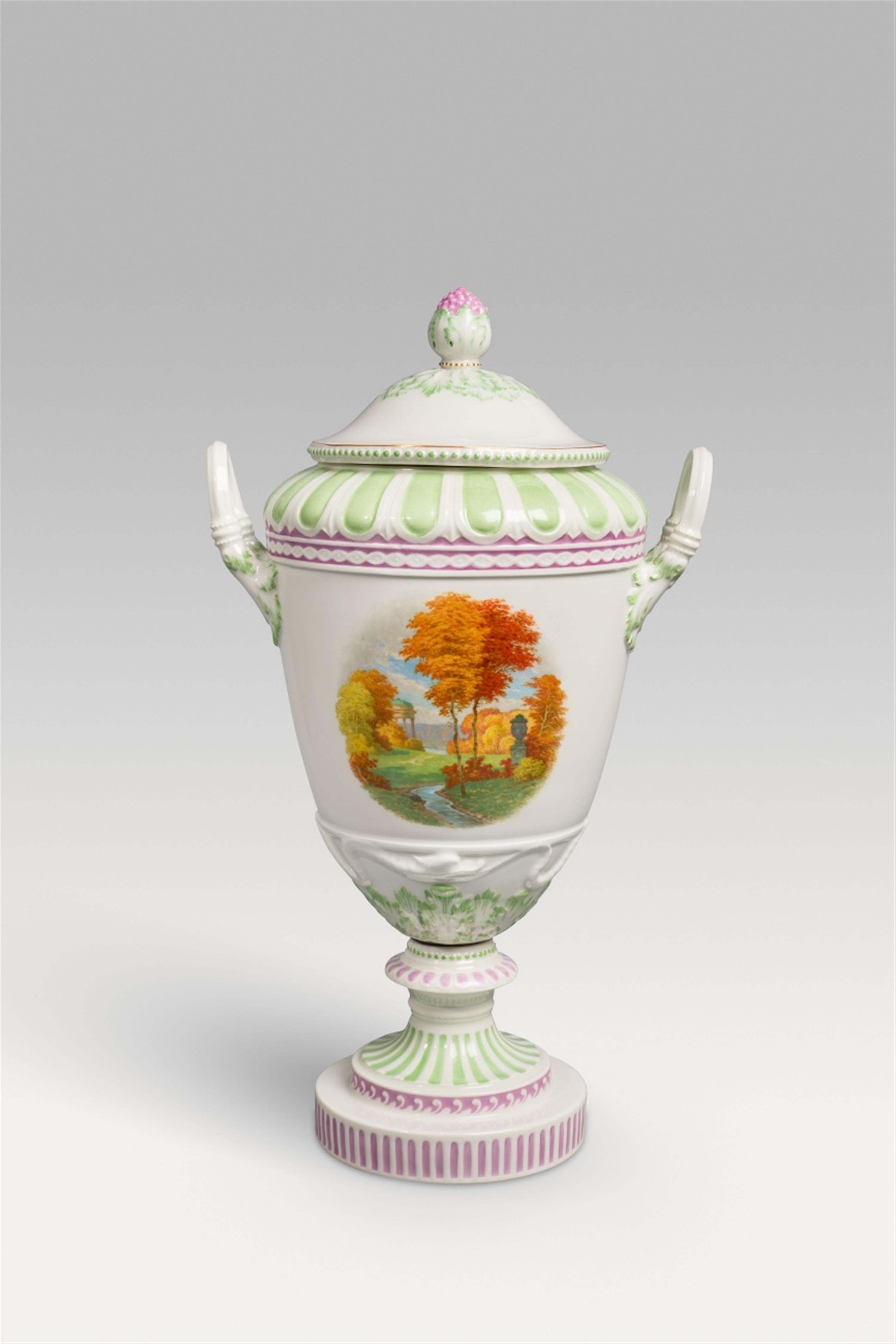 A Berlin KPM porcelain Weimar vase with landscape decor - image-3