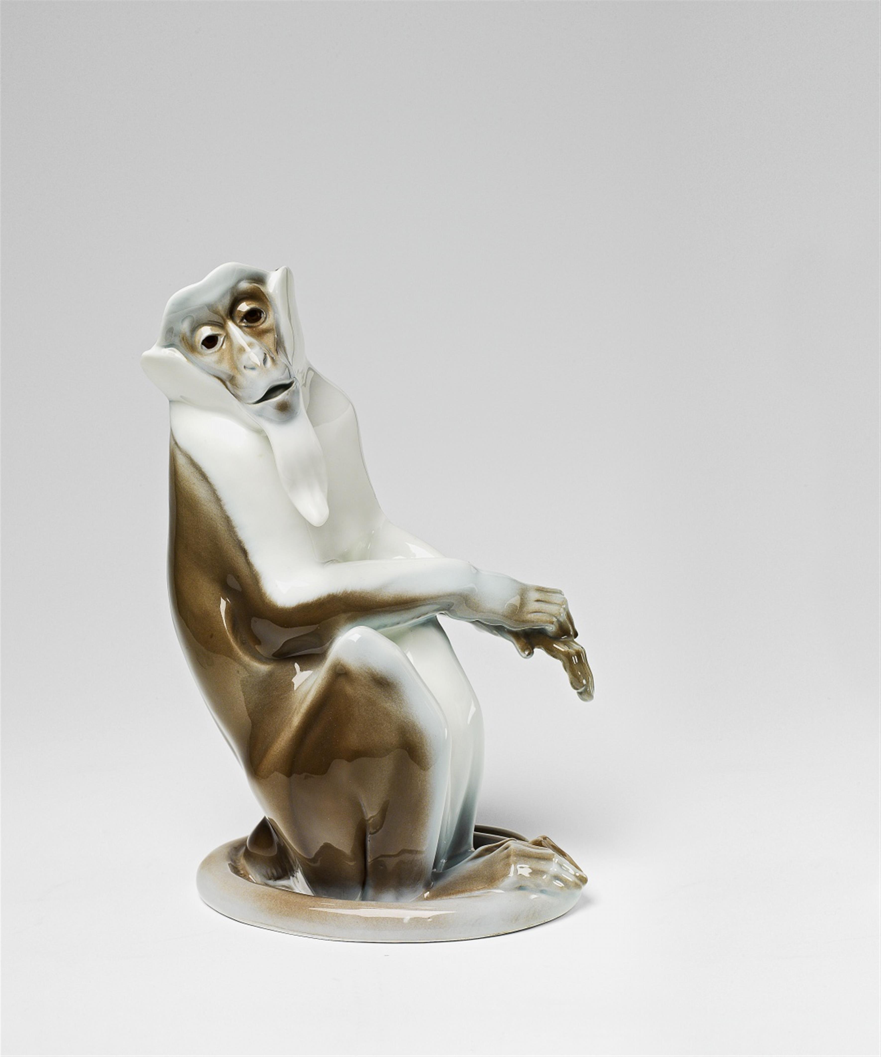 A Berlin KPM porcelain model of a Diana guenon monkey - image-1