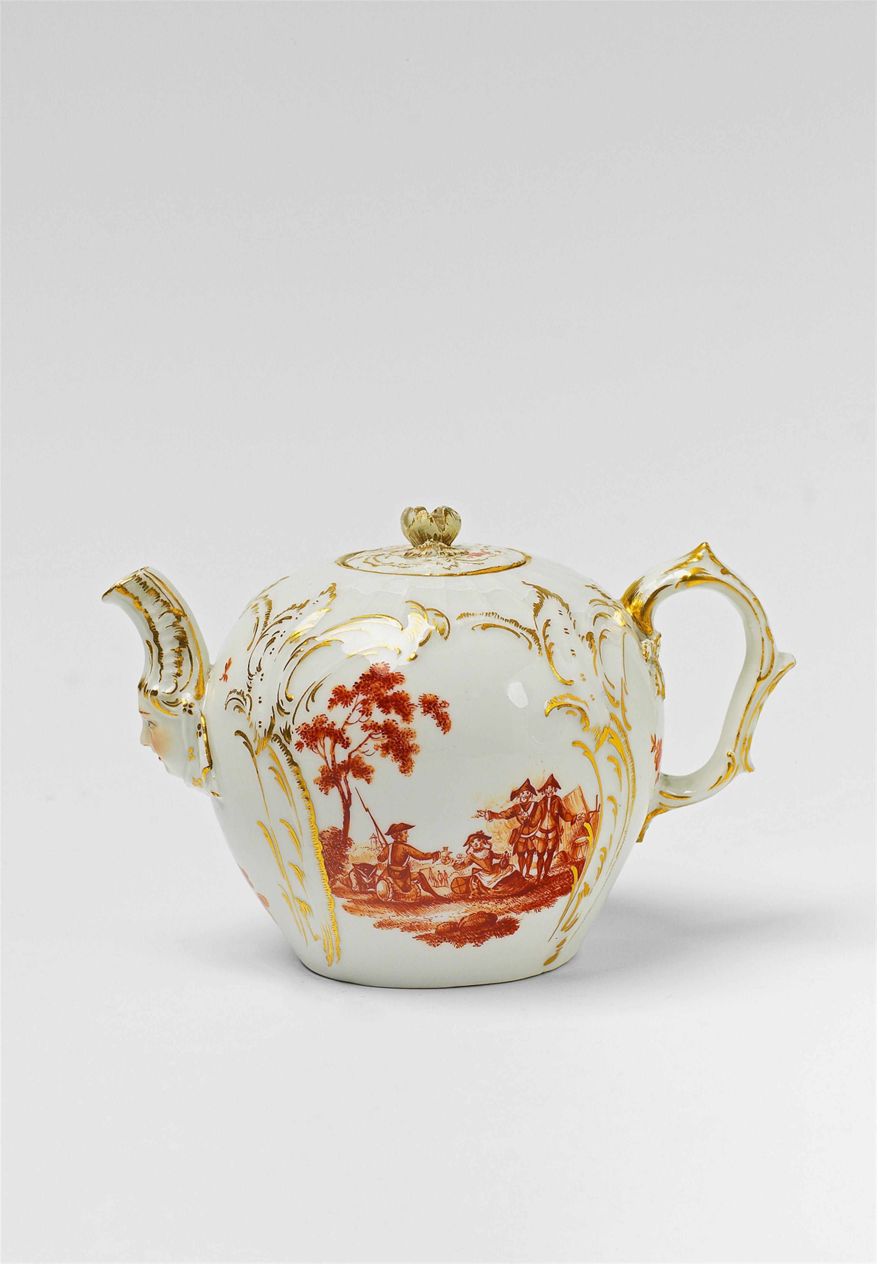 A Berlin KPM porcelain teapot with military scenes - image-1