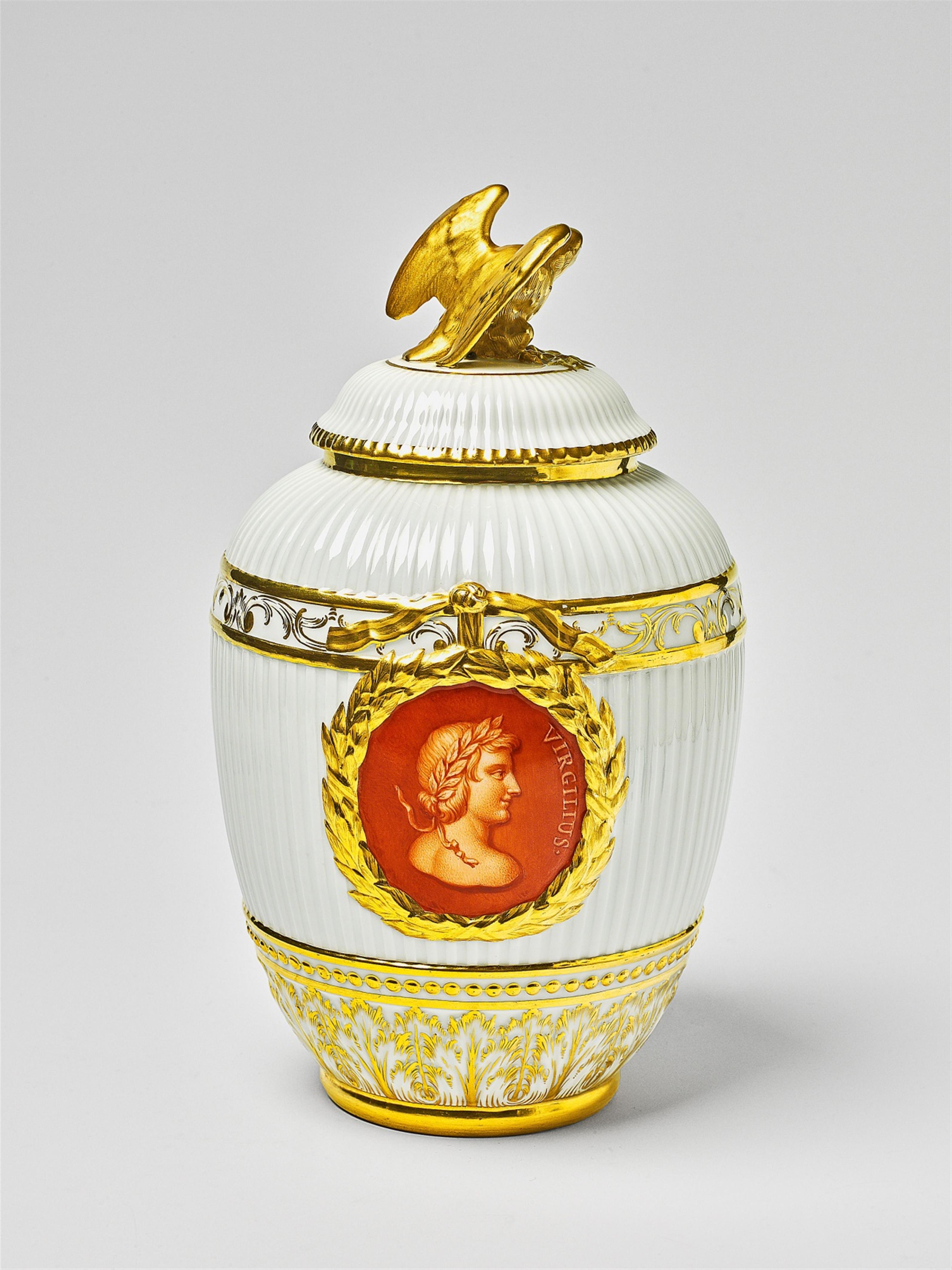 A fluted Berlin KPM porcelain potpourri jar with Classical busts - image-4