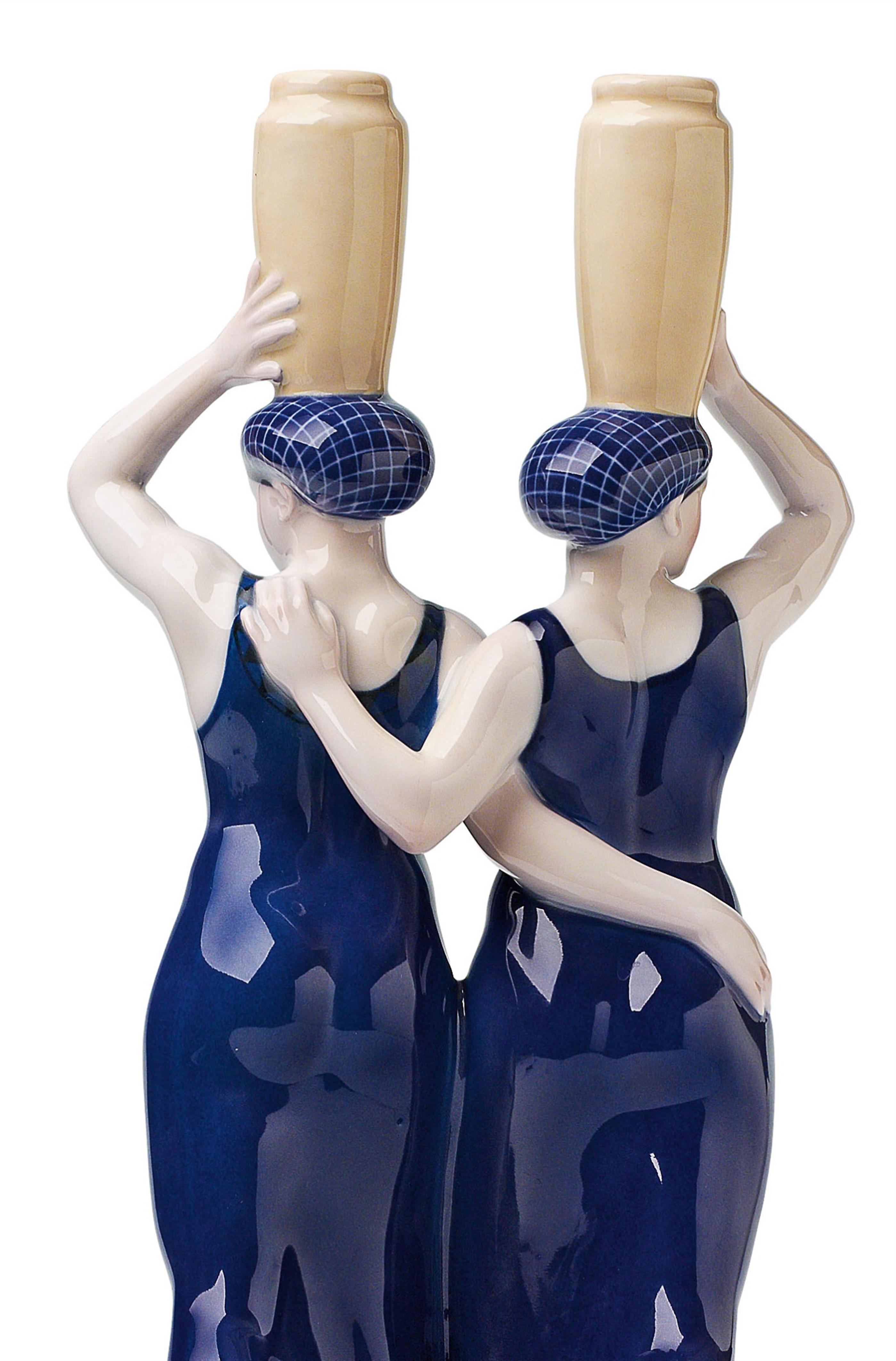 A Berlin KPM porcelain model of two Grecian ladies with vases - image-3