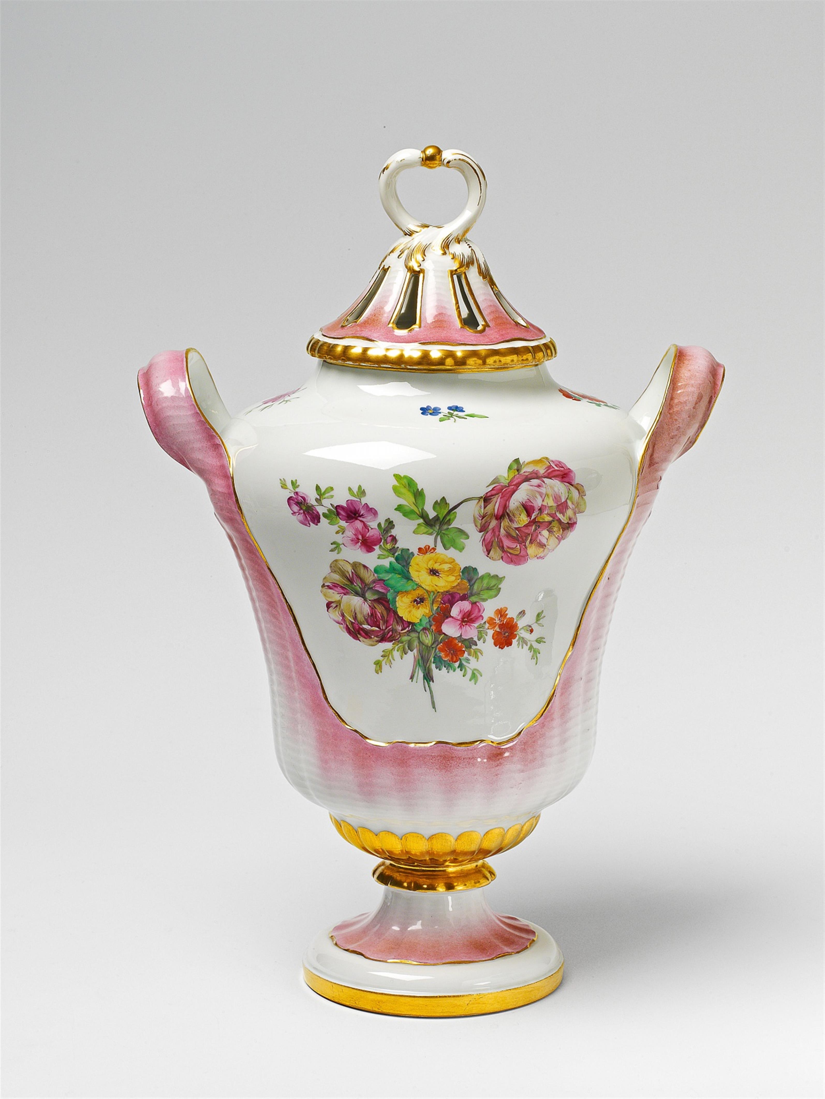 A Berlin KPM porcelain potpourri vase with naturalistic flowers - image-3