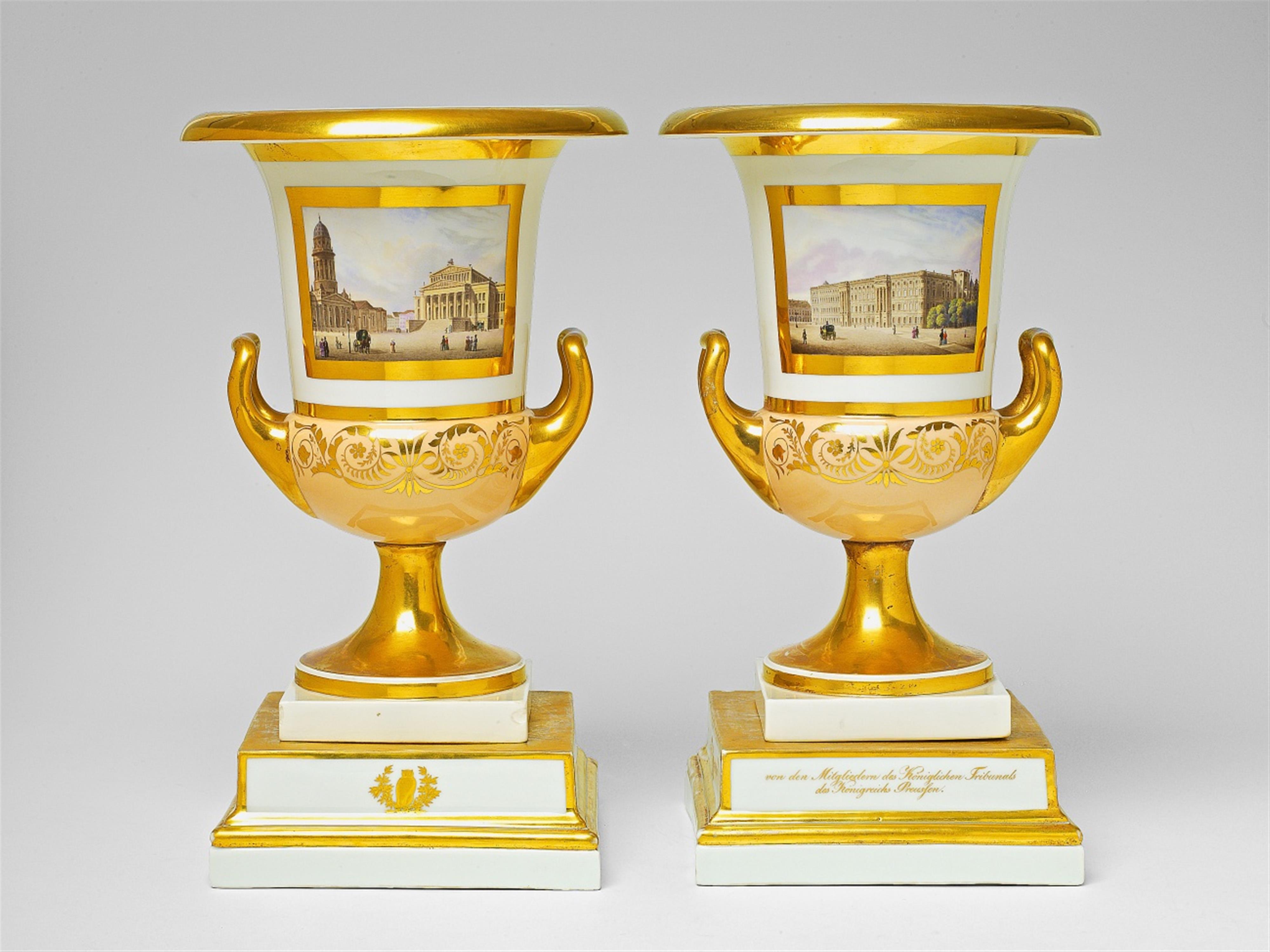 A pair of Berlin KPM porcelain krater vases - image-2