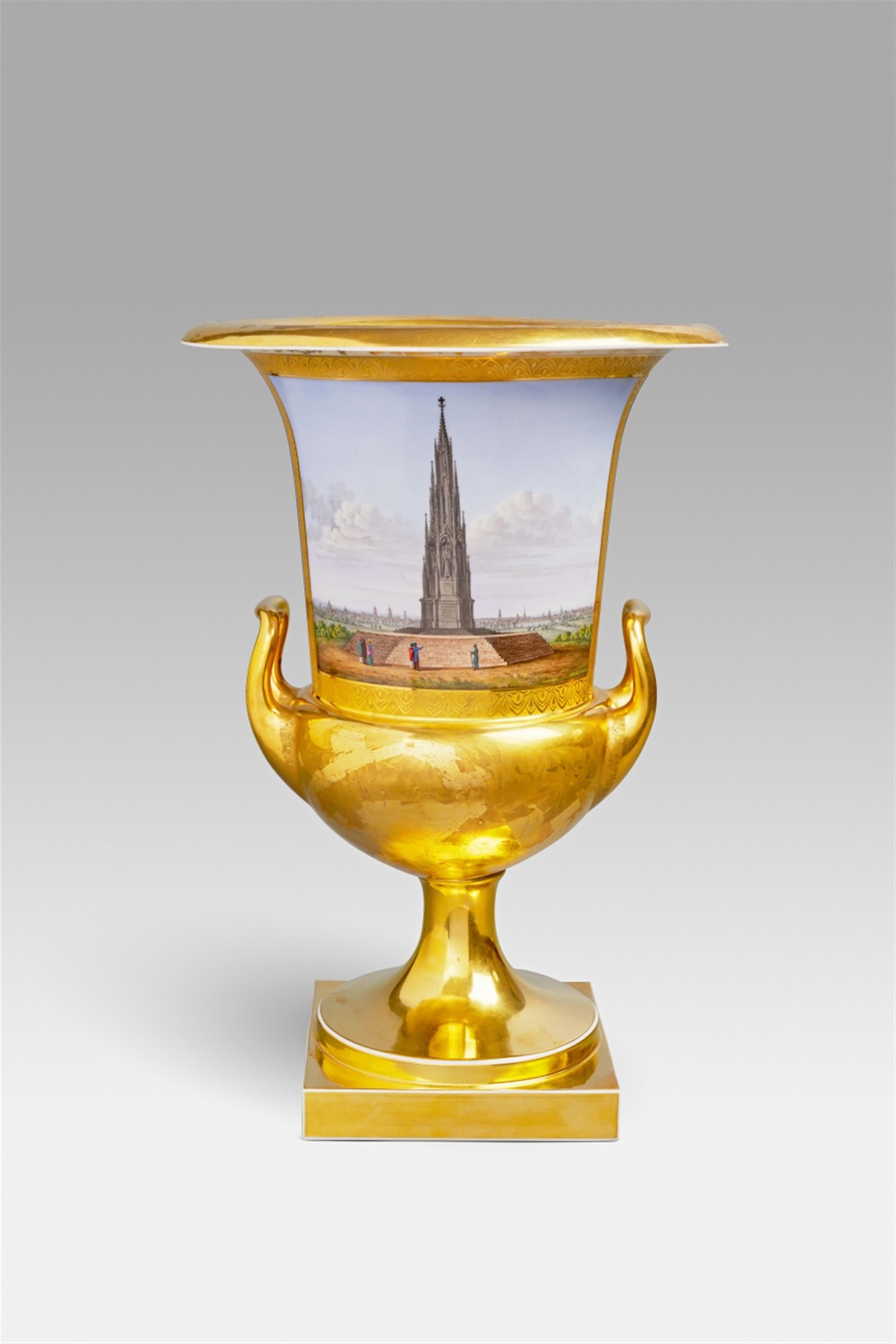 An important Berlin KPM porcelain vase with a view of the Kreuzbergdenkmal - image-1