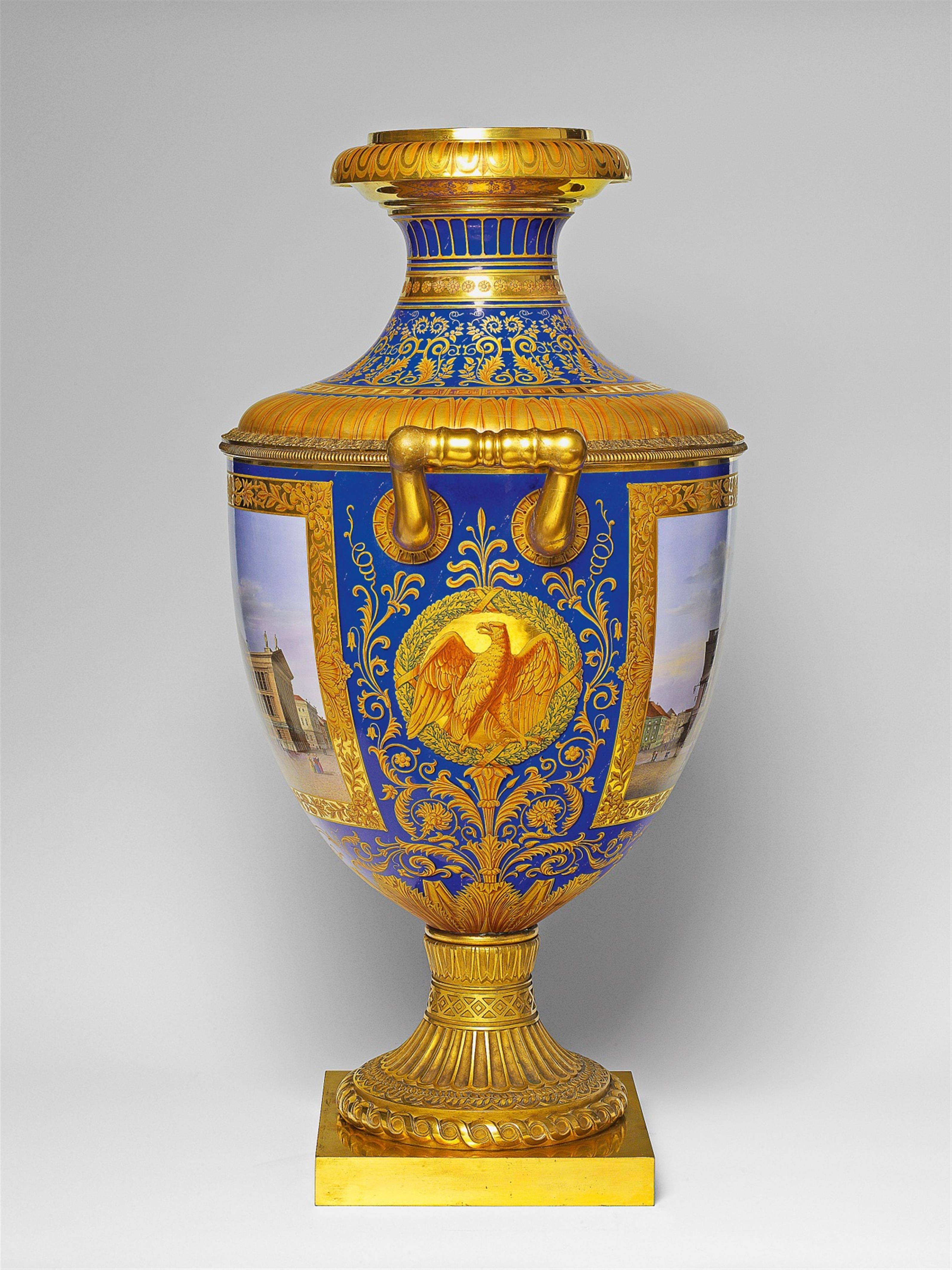 A Berlin KPM porcelain Munich form vase no. 3 with two handles - image-2