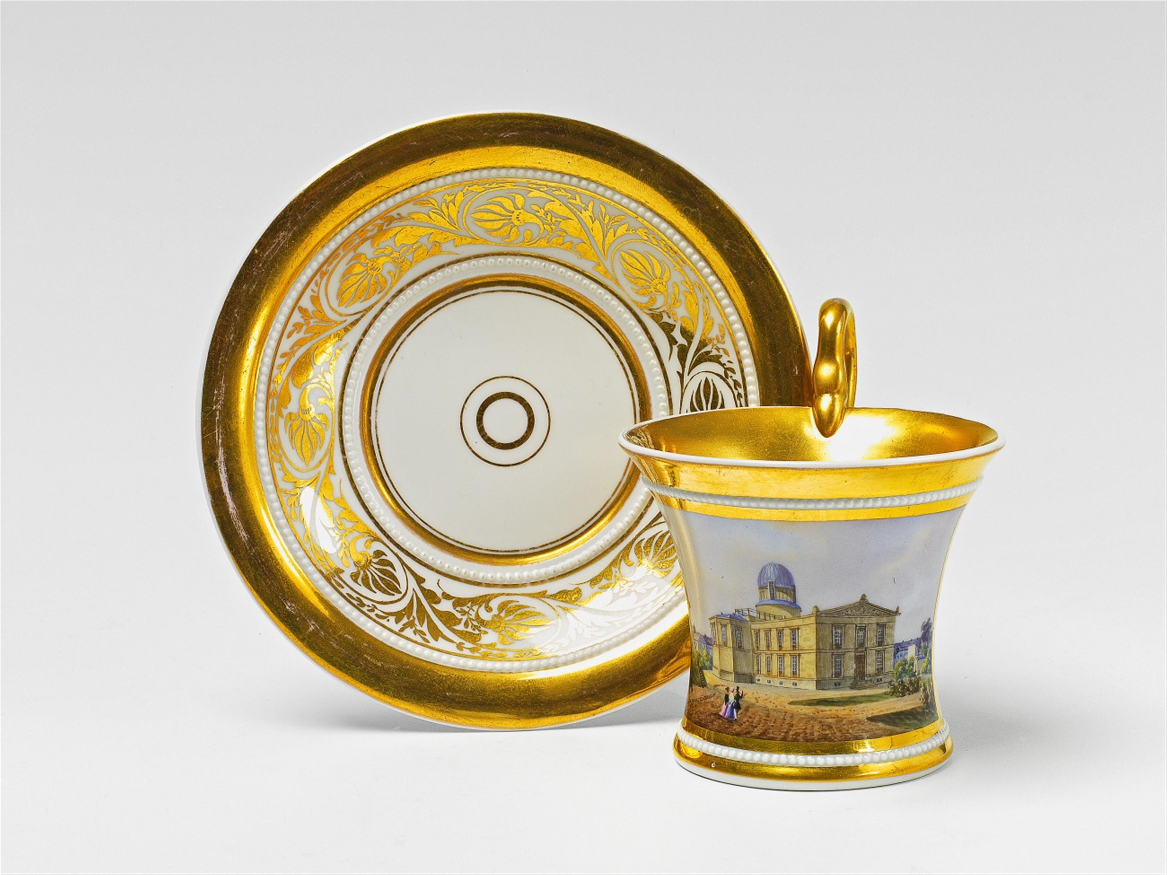 A Berlin KPM porcelain cup and saucer with a view of the observatory in Berlin - image-1