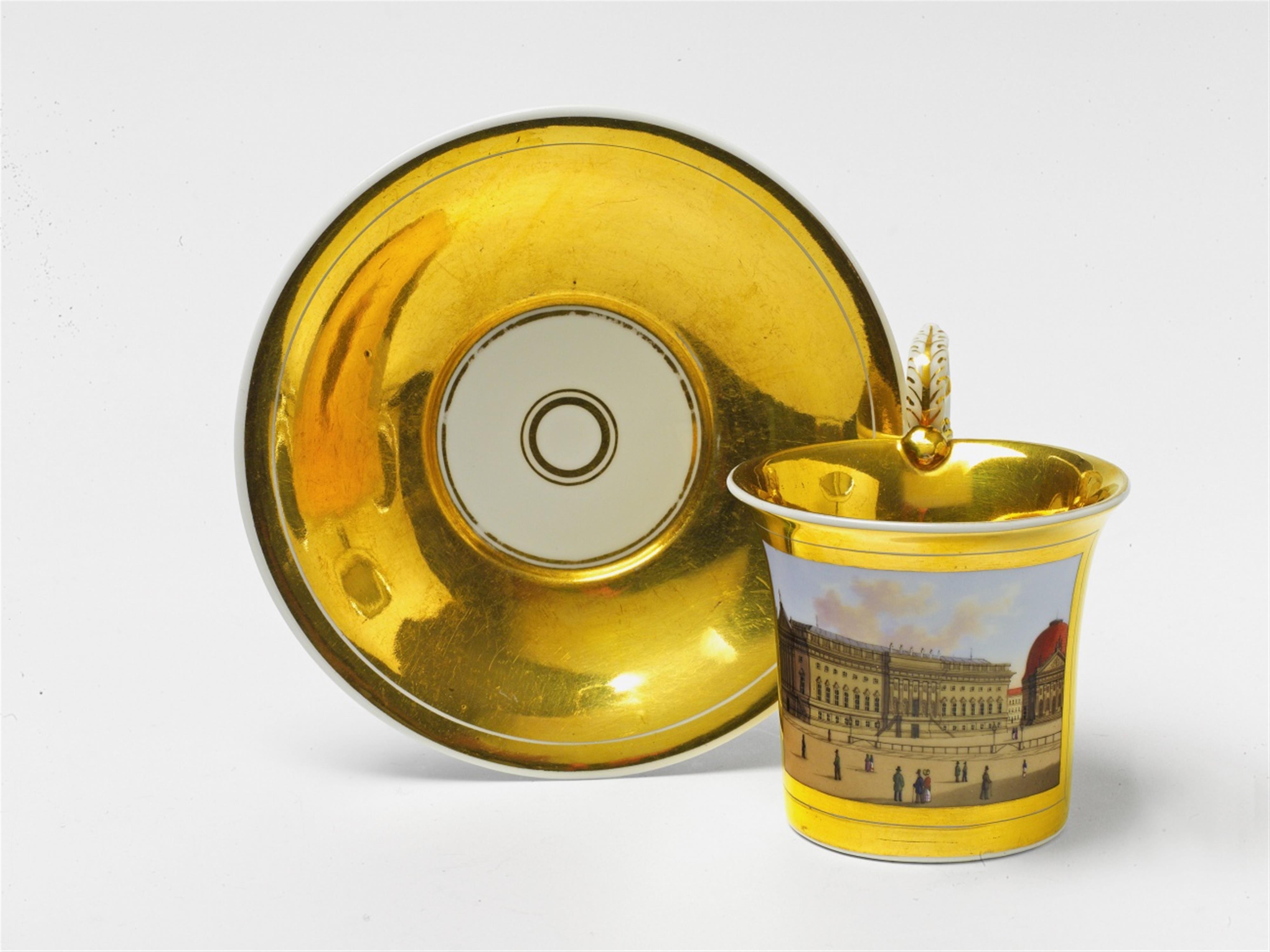 A Berlin KPM Berlin porcelain cup and saucer with Berlin opera house - image-2