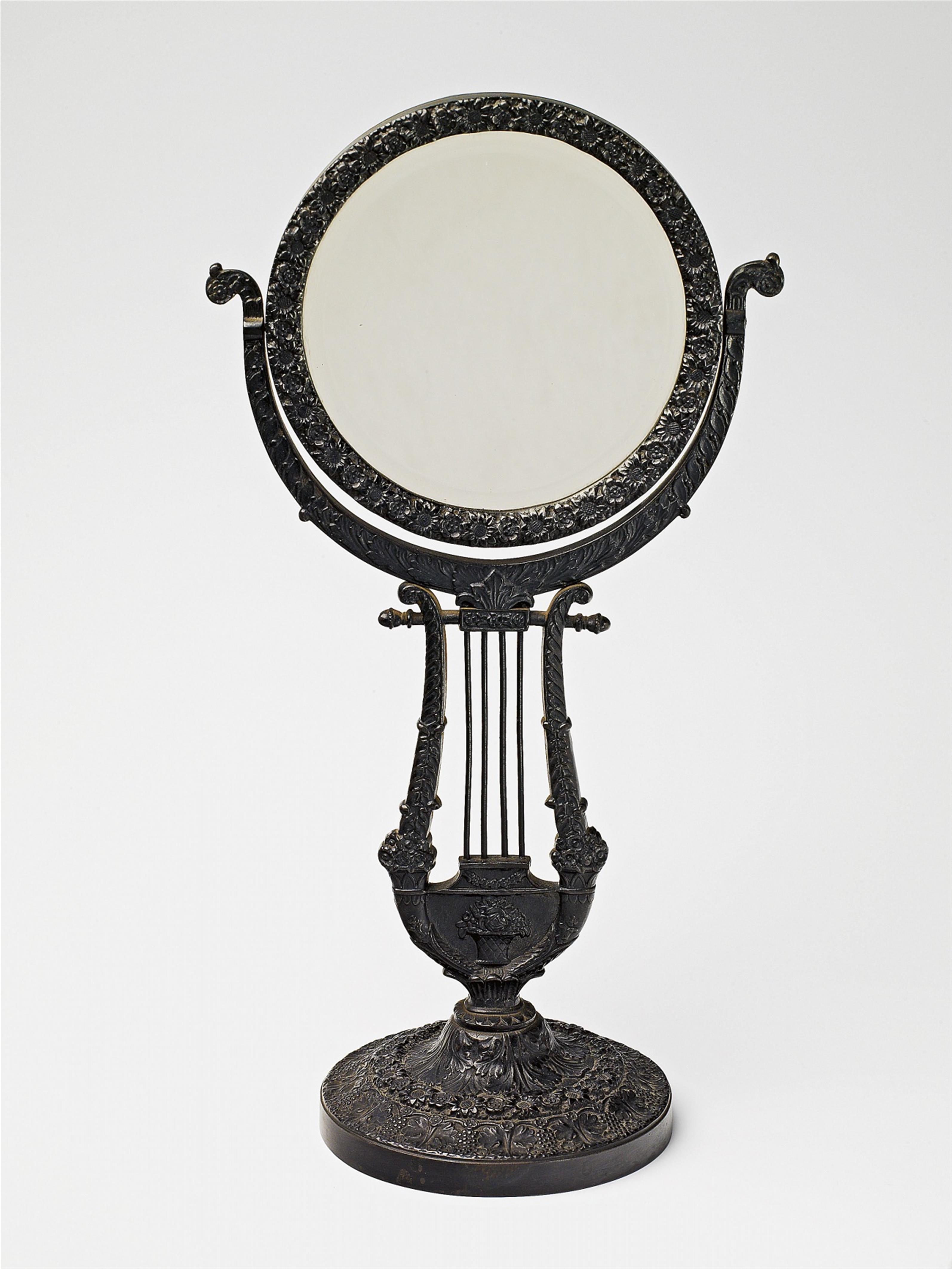 A Berlin cast iron table mirror on a lyre-form base - image-1