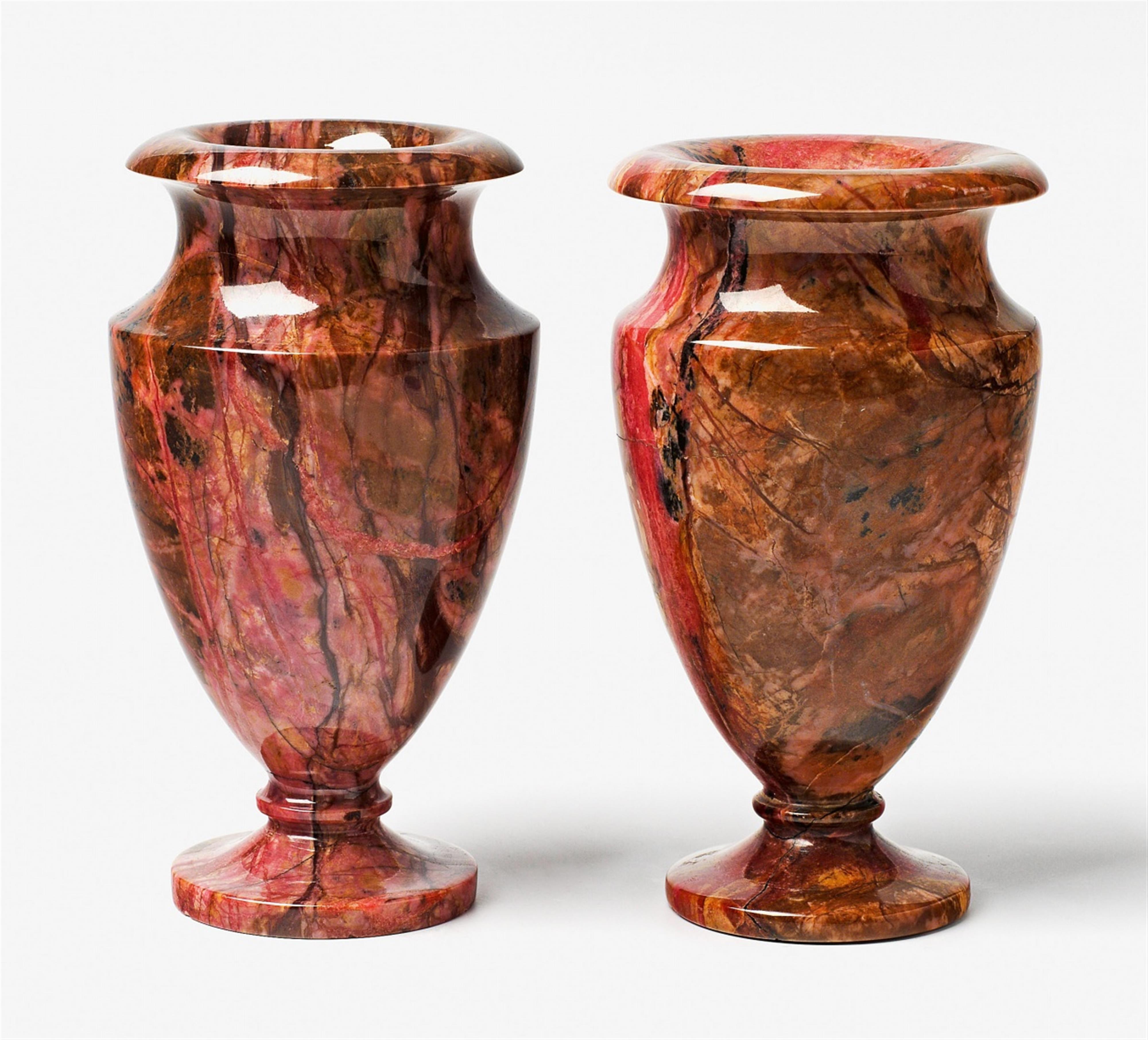 A pair of Russian Neoclassical carved rhodonite vases - image-1