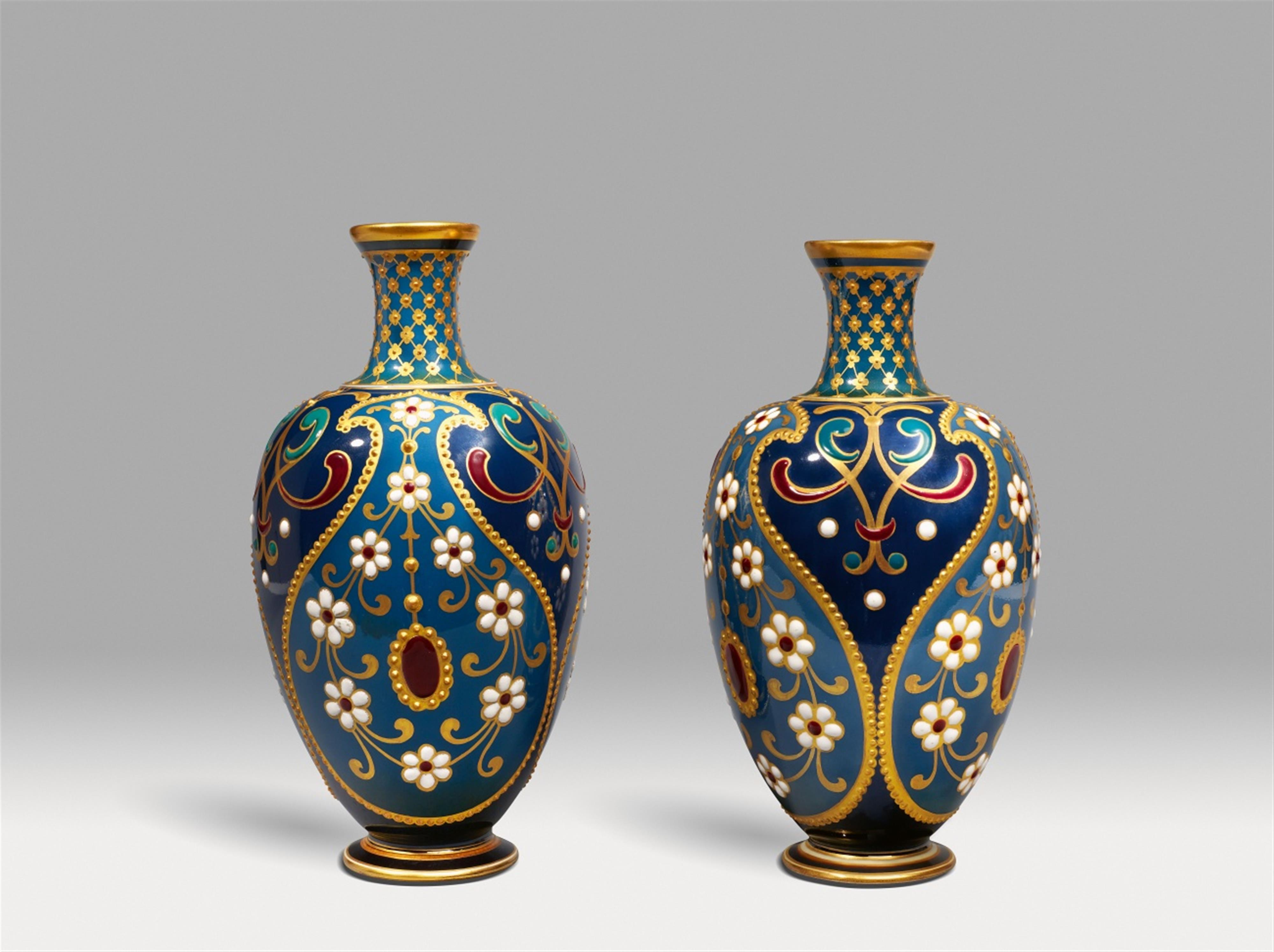 A pair of rare Berlin KPM porcelain vases with Persian style decor - image-1