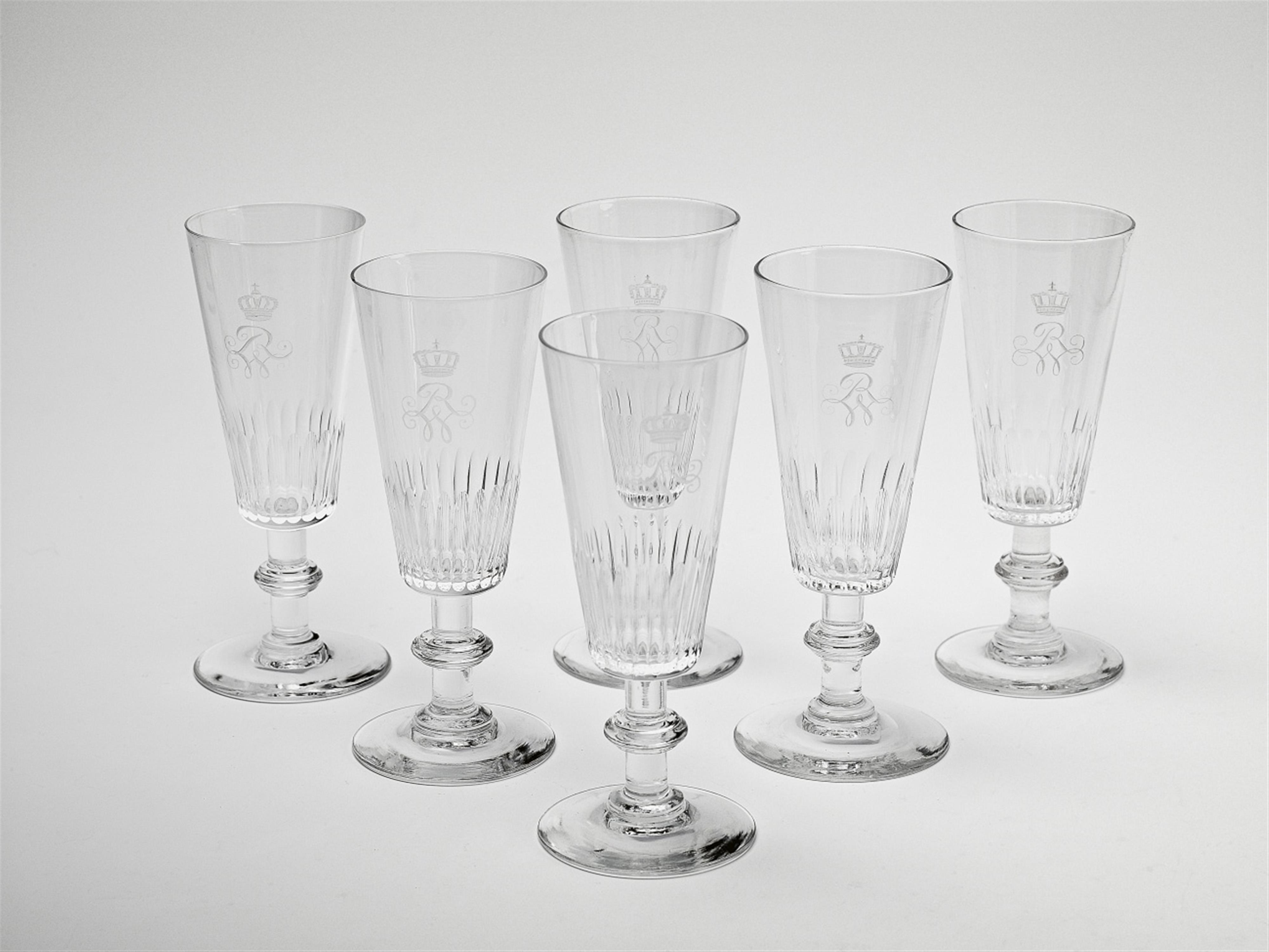 Six cut glass champagne glasses made for Emperor William II - image-1