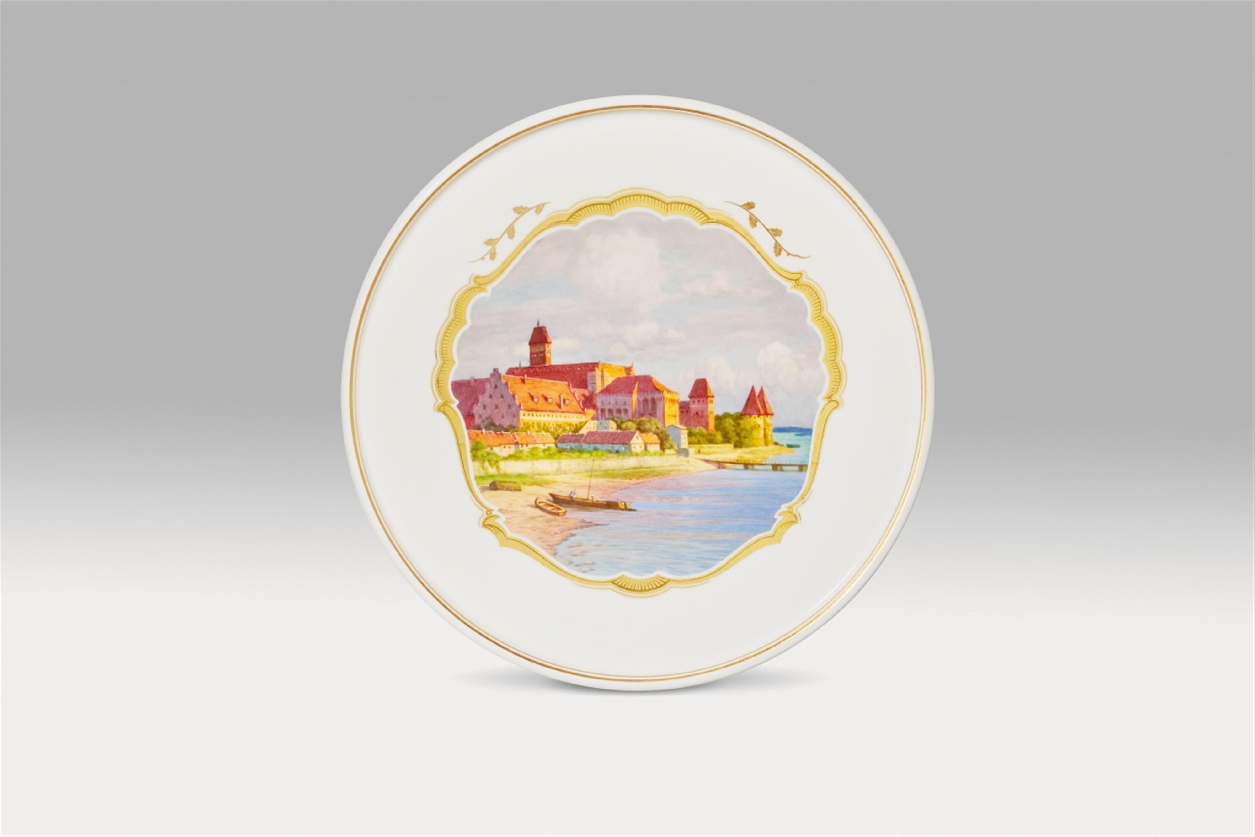 A small Berlin KPM porcelain plaque with a view of the Marienburg - image-1