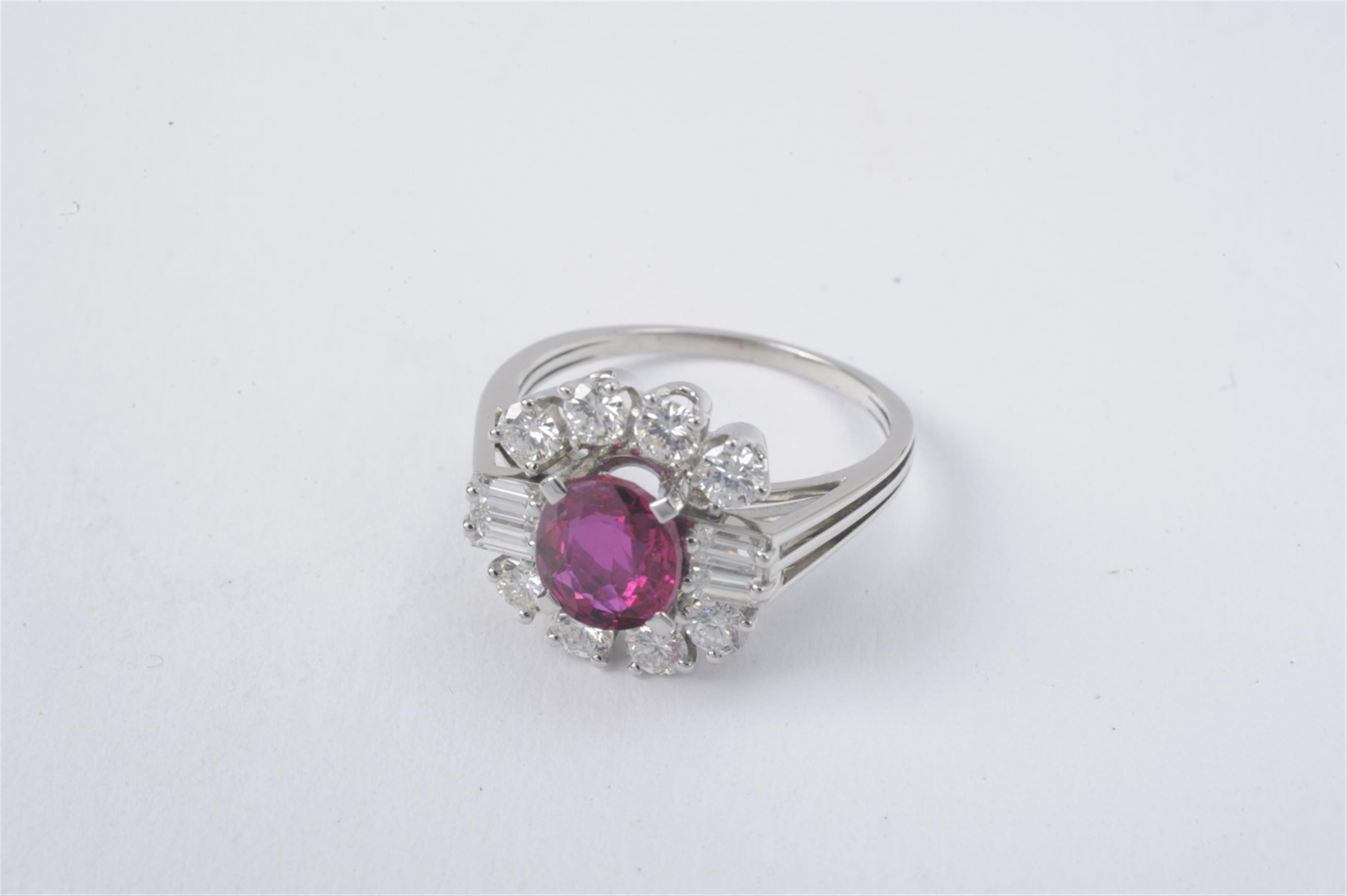 An 18k white gold and ruby cluster ring - image-1