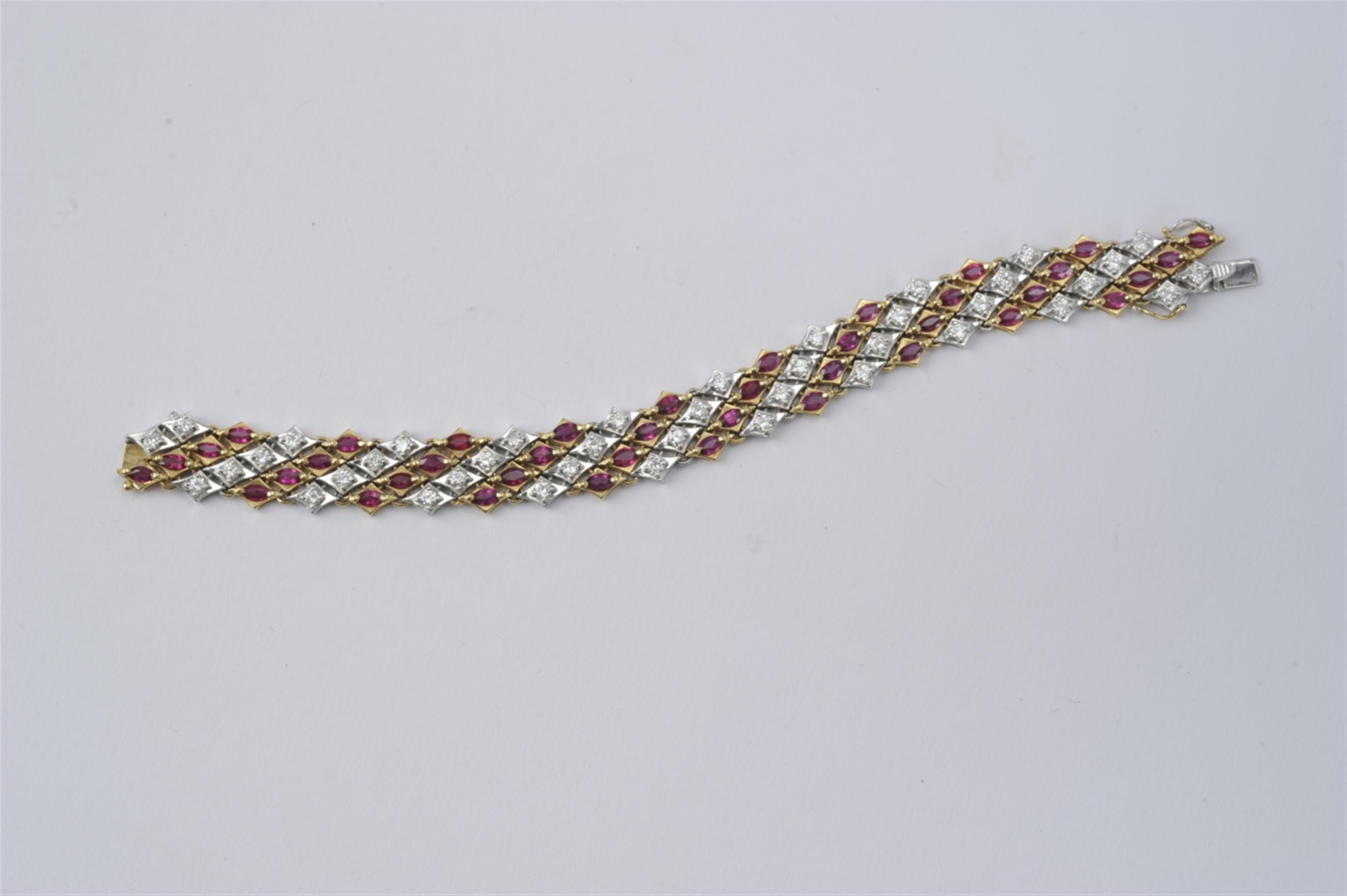 An 18k bi-colour bracelet with rubies and diamonds - image-1