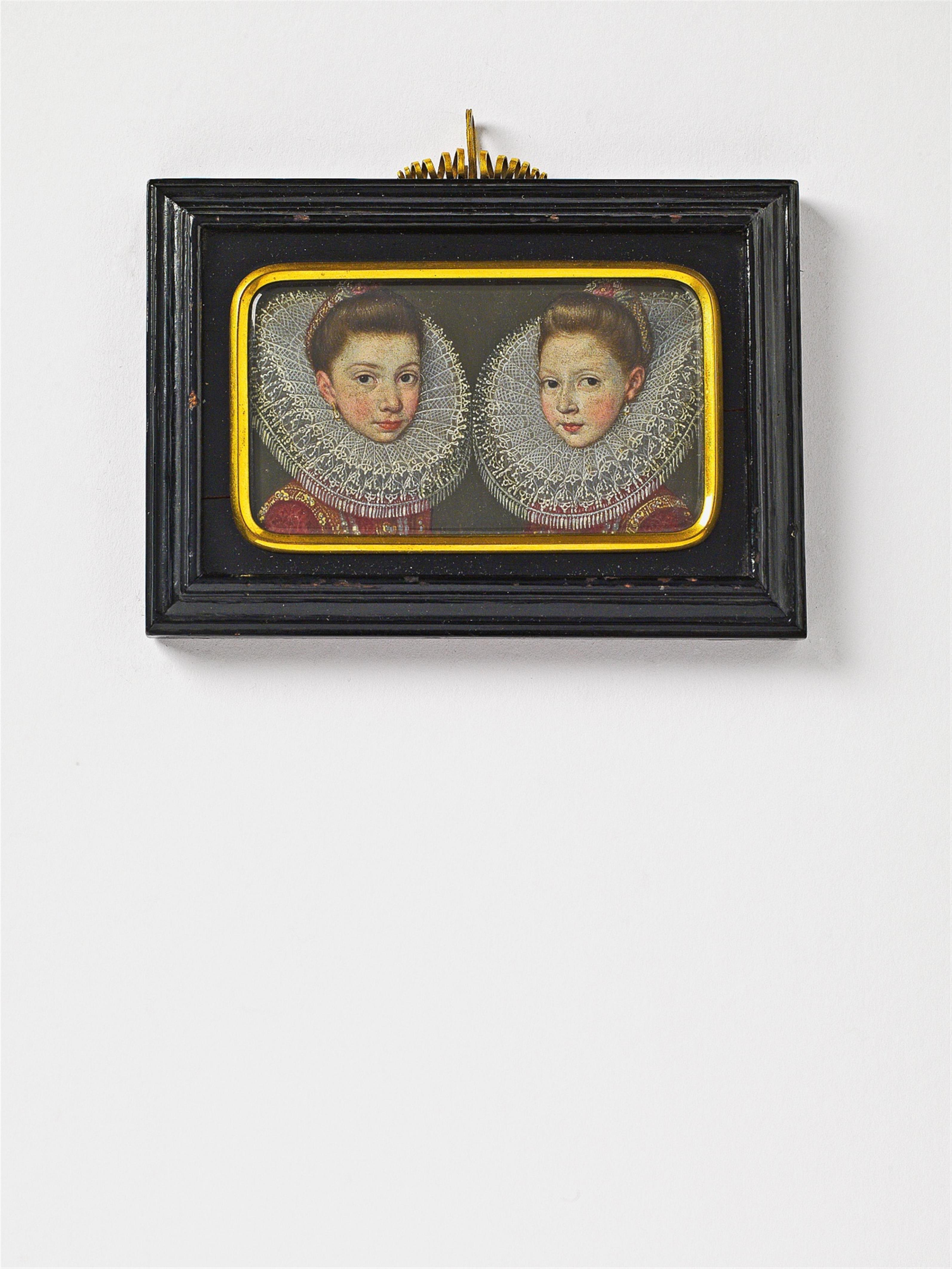 A double portrait miniature of two young Infantas - image-2