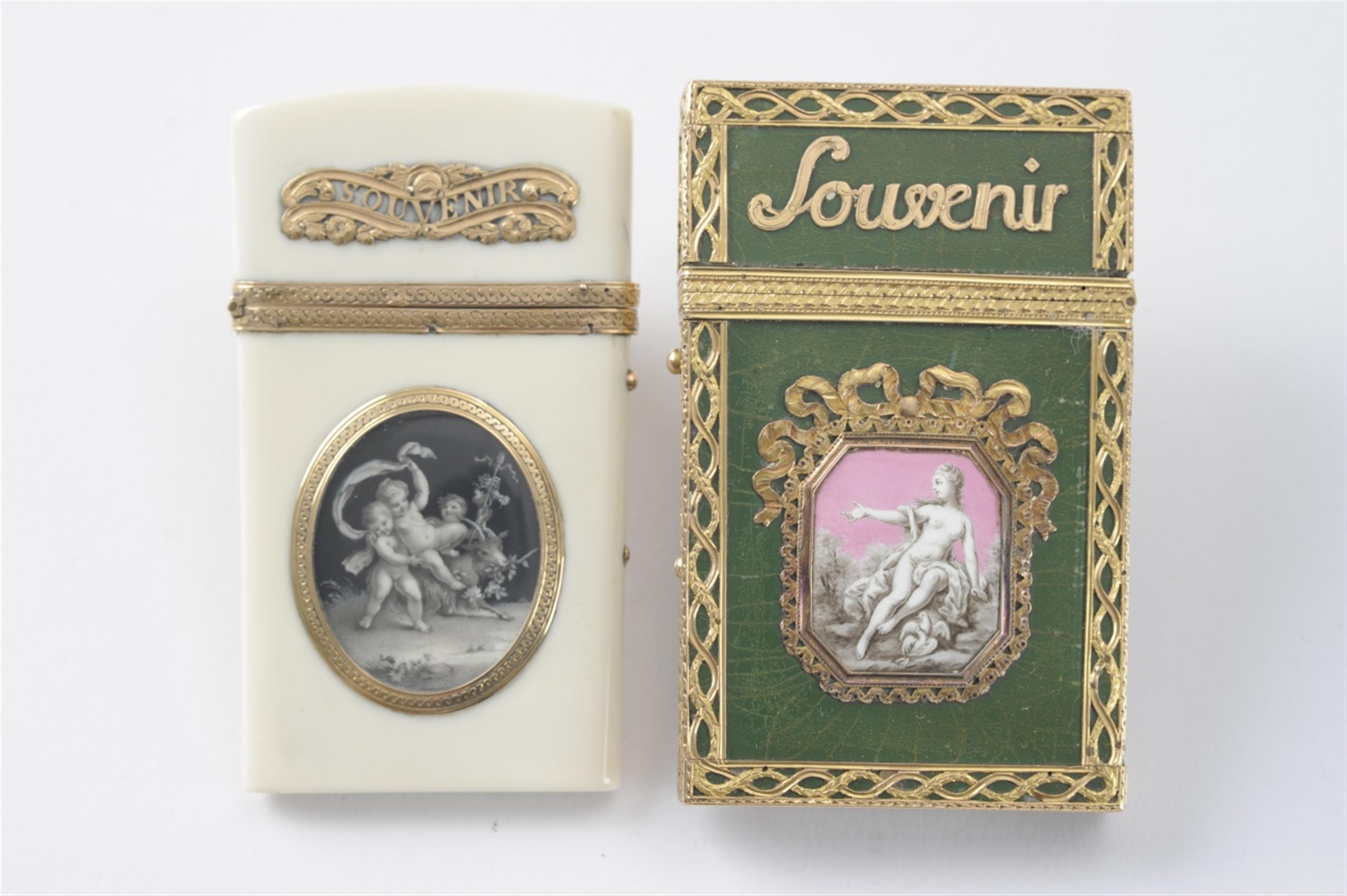 Two French gold-mounted souvenir boxes with miniatures - image-1