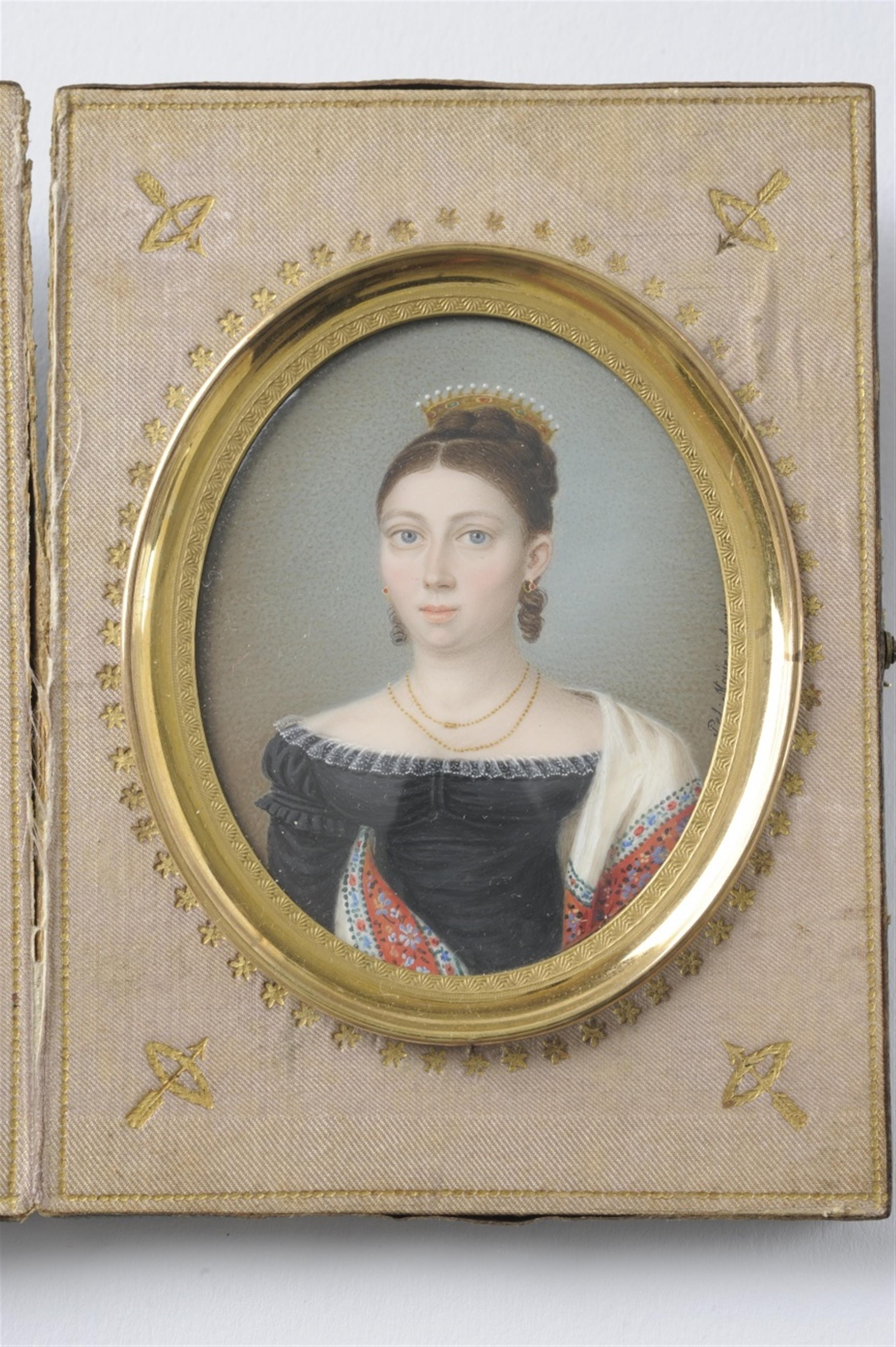 A portrait miniature of a Biedermeier lady by Peter Mayr - image-1