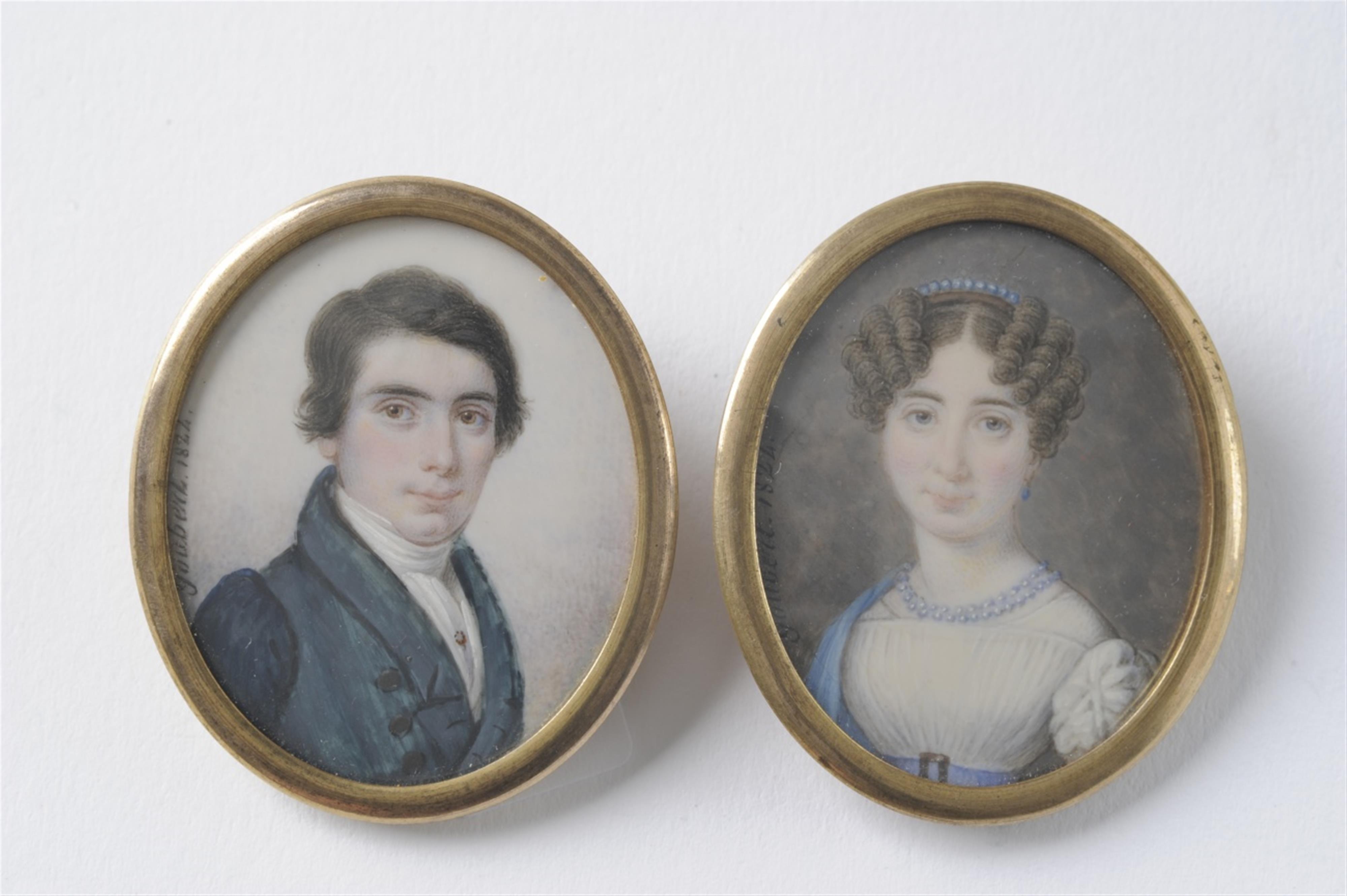 Two portrait miniatures of a Biedermeier couple by Louis François Goubert - image-1