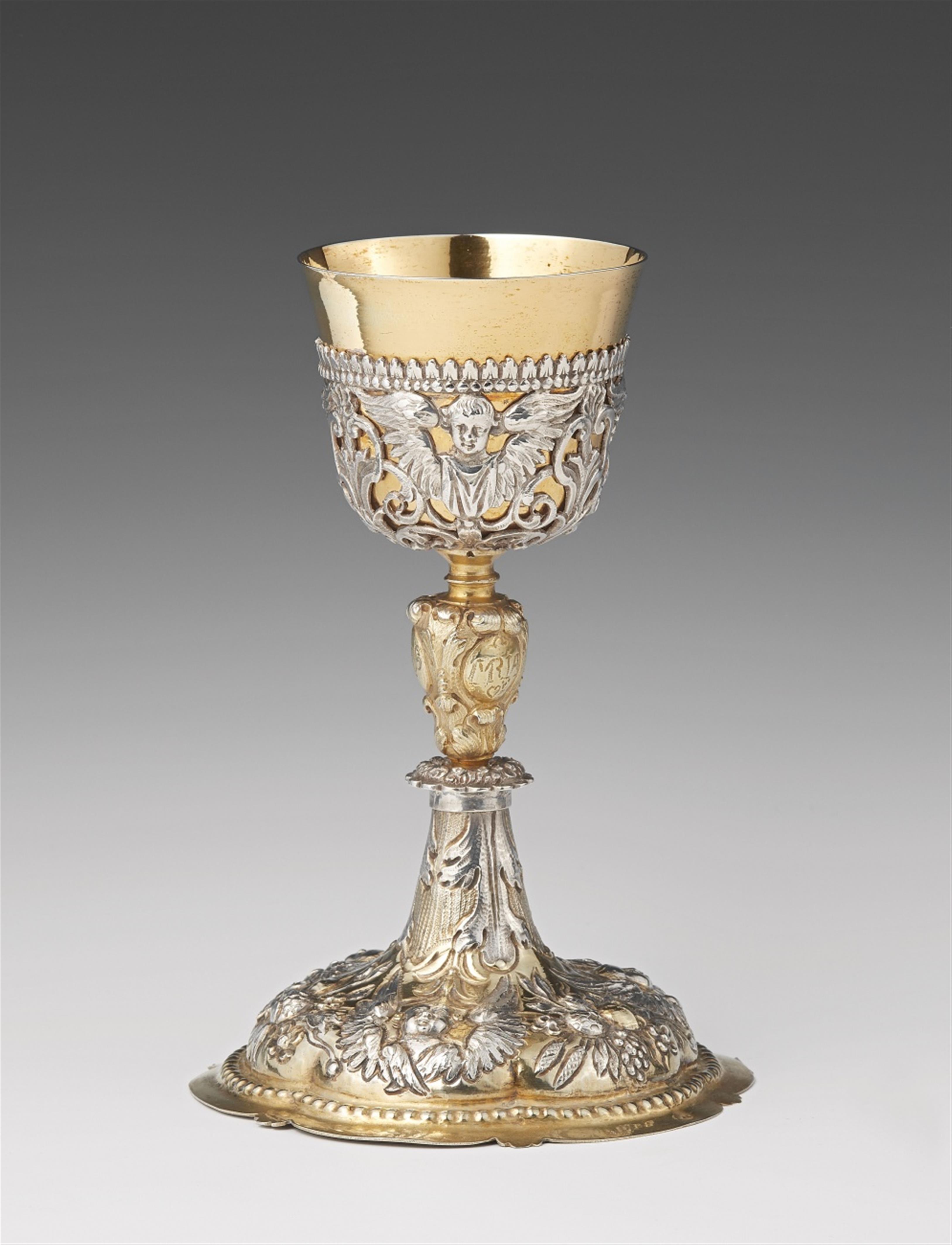An Augsburg parcel gilt Baroque silver communion chalice - image-1