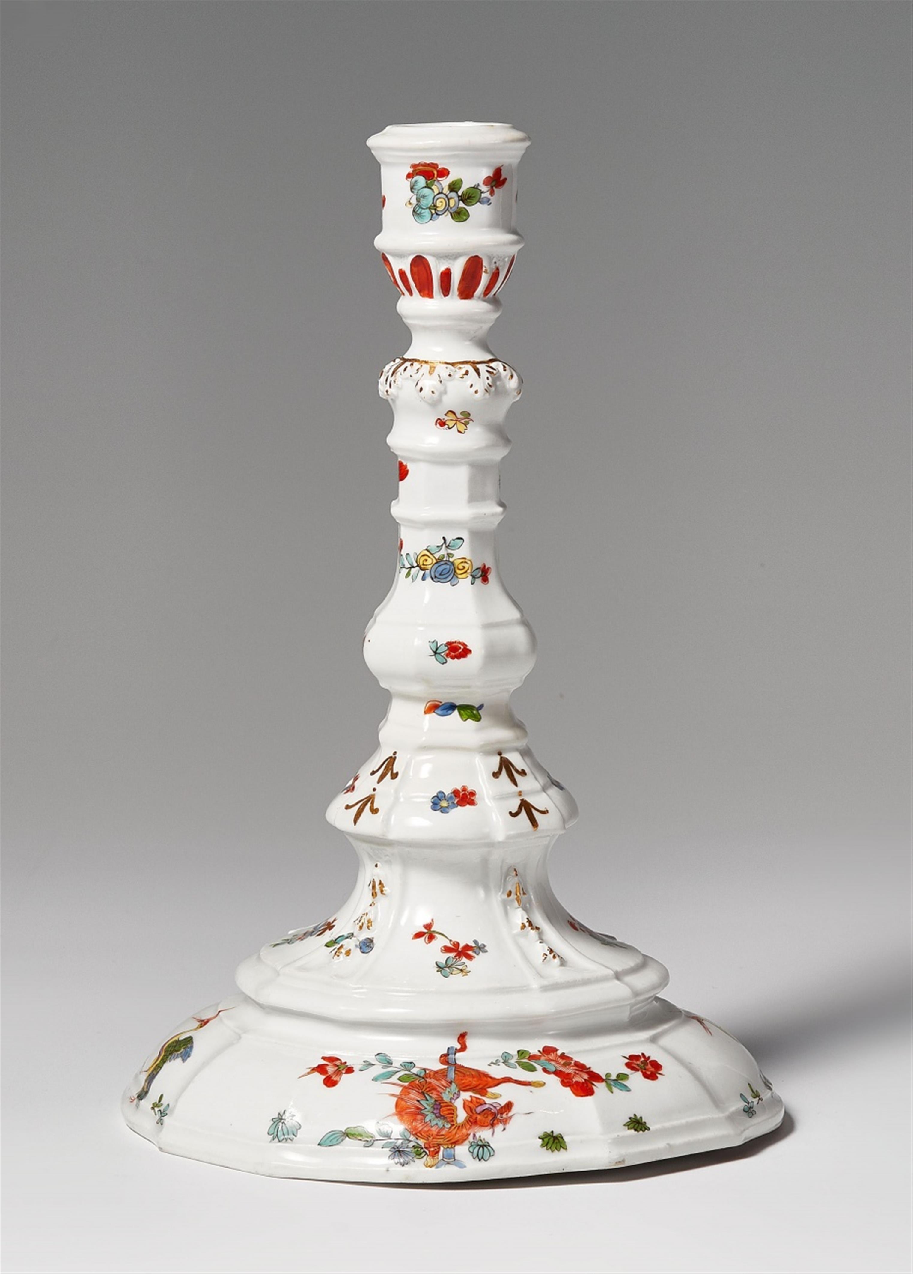 A rare Meissen porcelain candlestick with Arita style decor - image-1