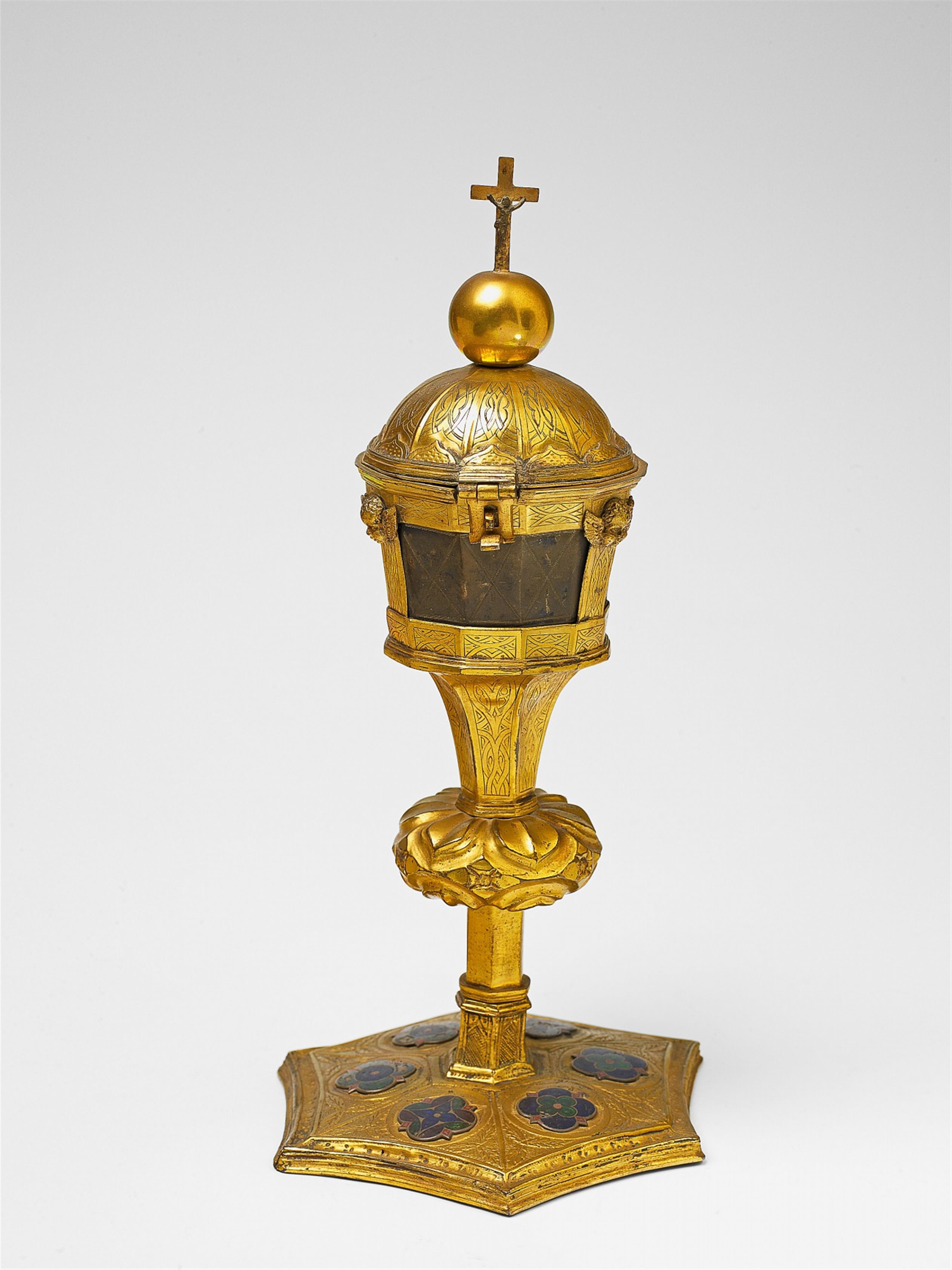 An enamelled and gilt copper ciborium - image-1