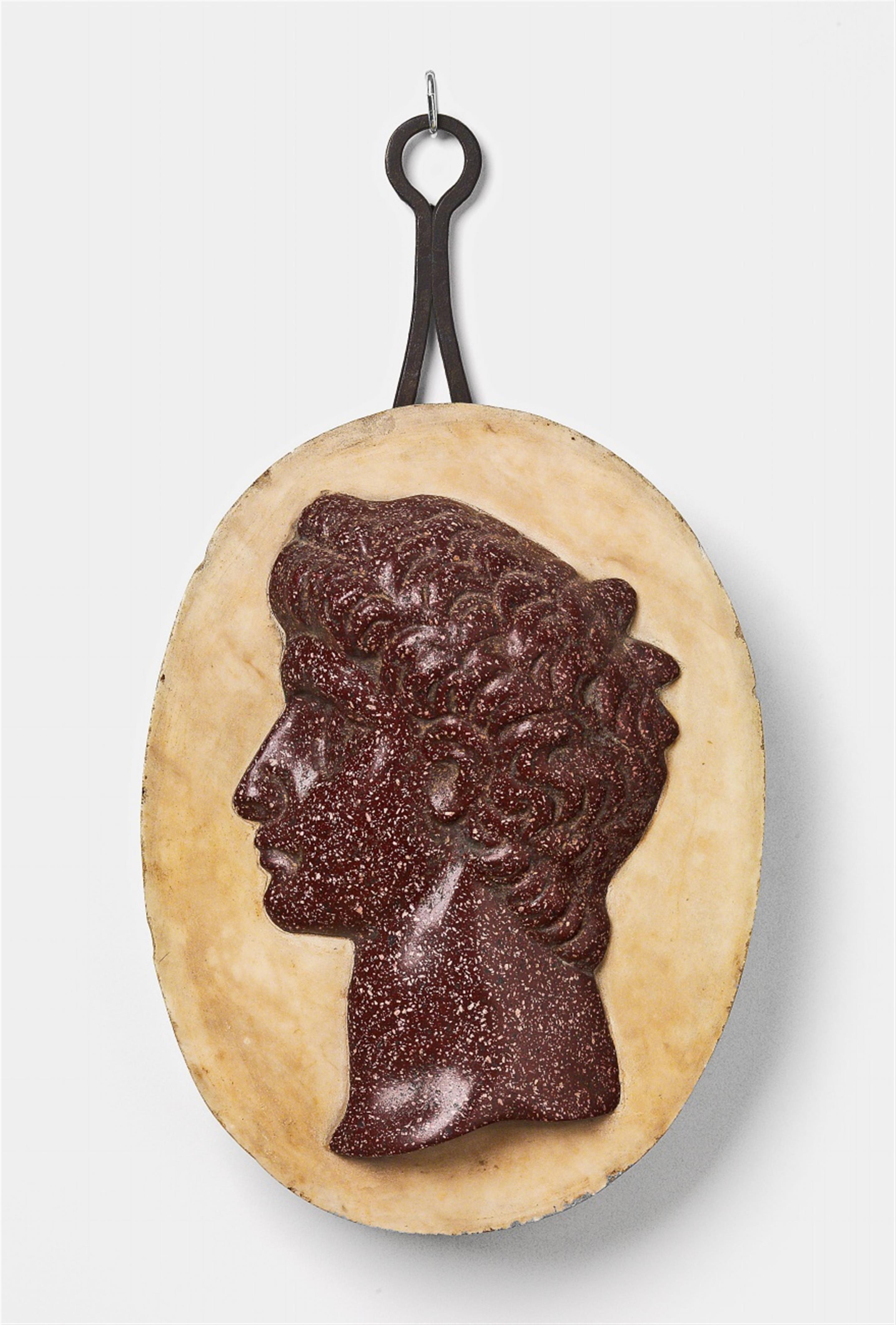 An Italian marble and porphyry profile medallion - image-1