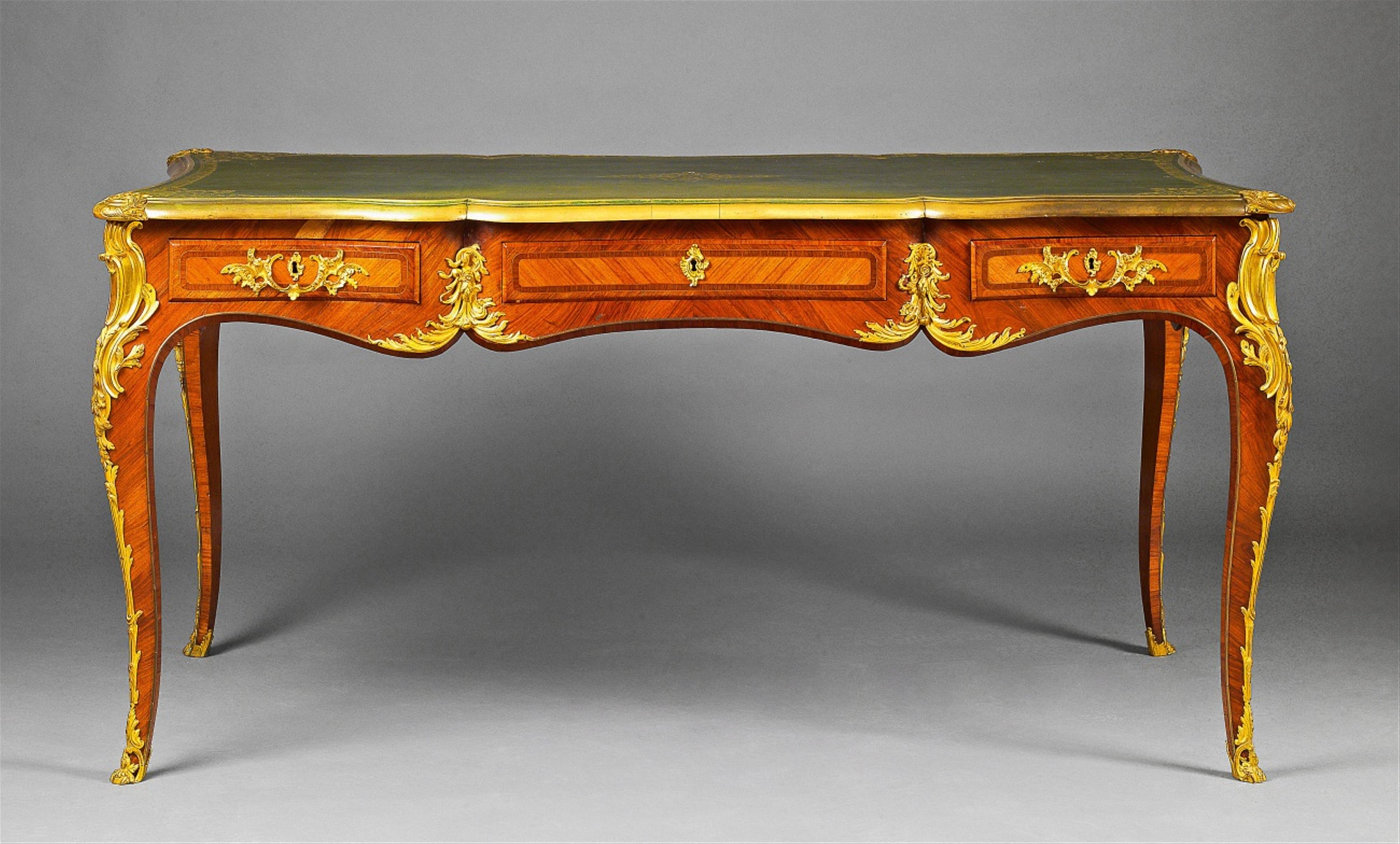 A Louis XV style inlaid and ormolu-mounted desk - image-1