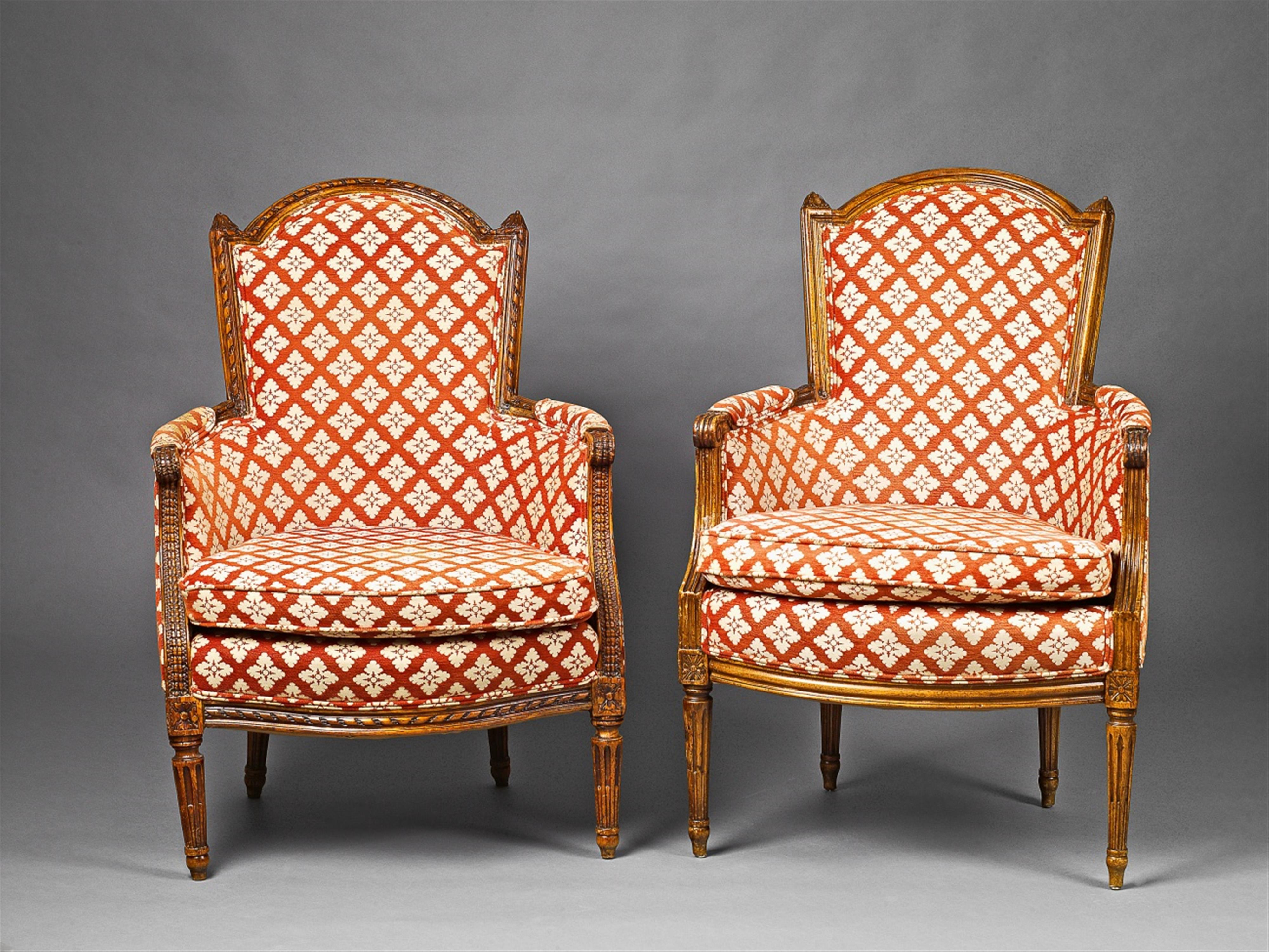 Two French Louis XVI beechwood armchairs - image-1