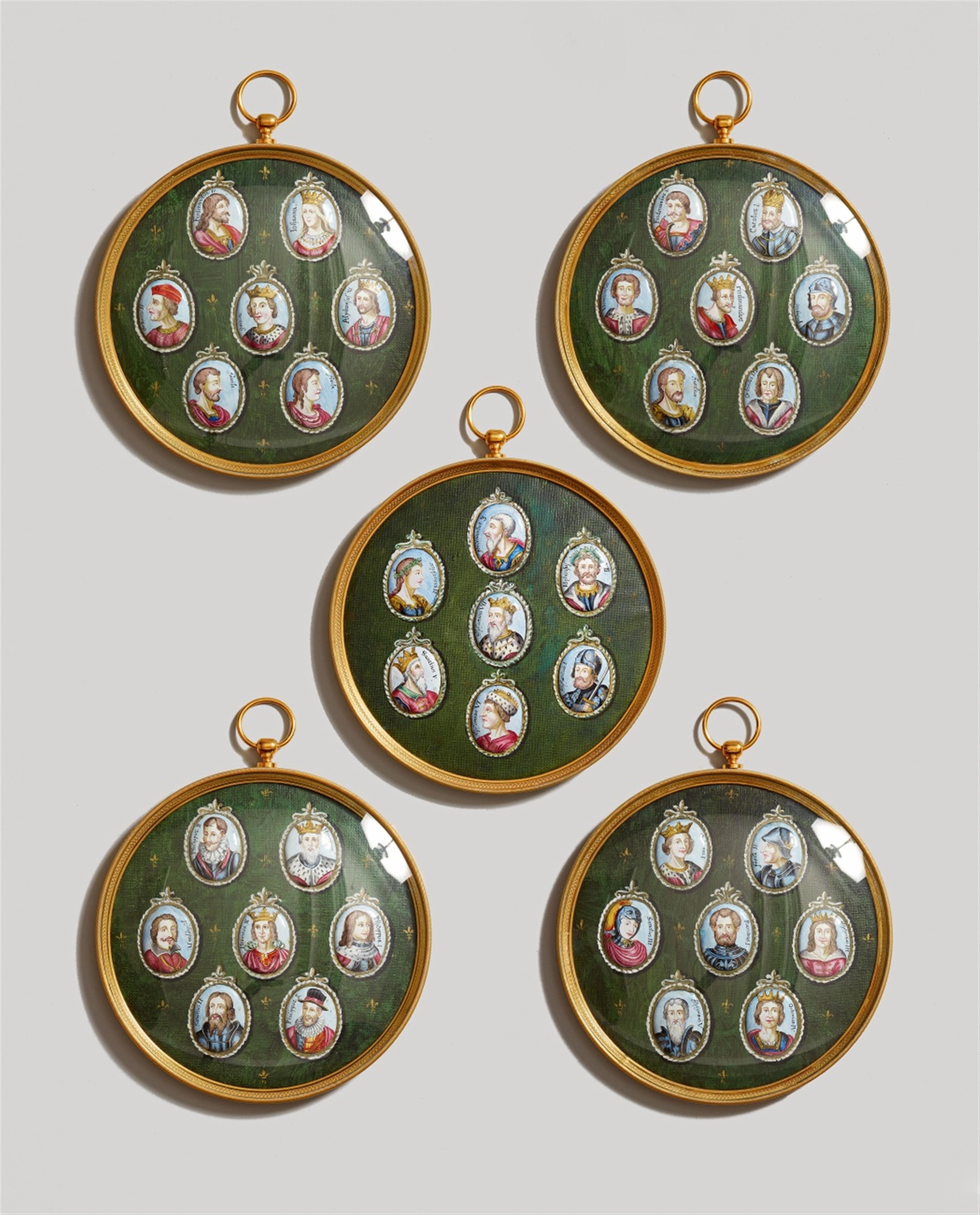 Five roundels with enamelled depictions of rulers - image-1