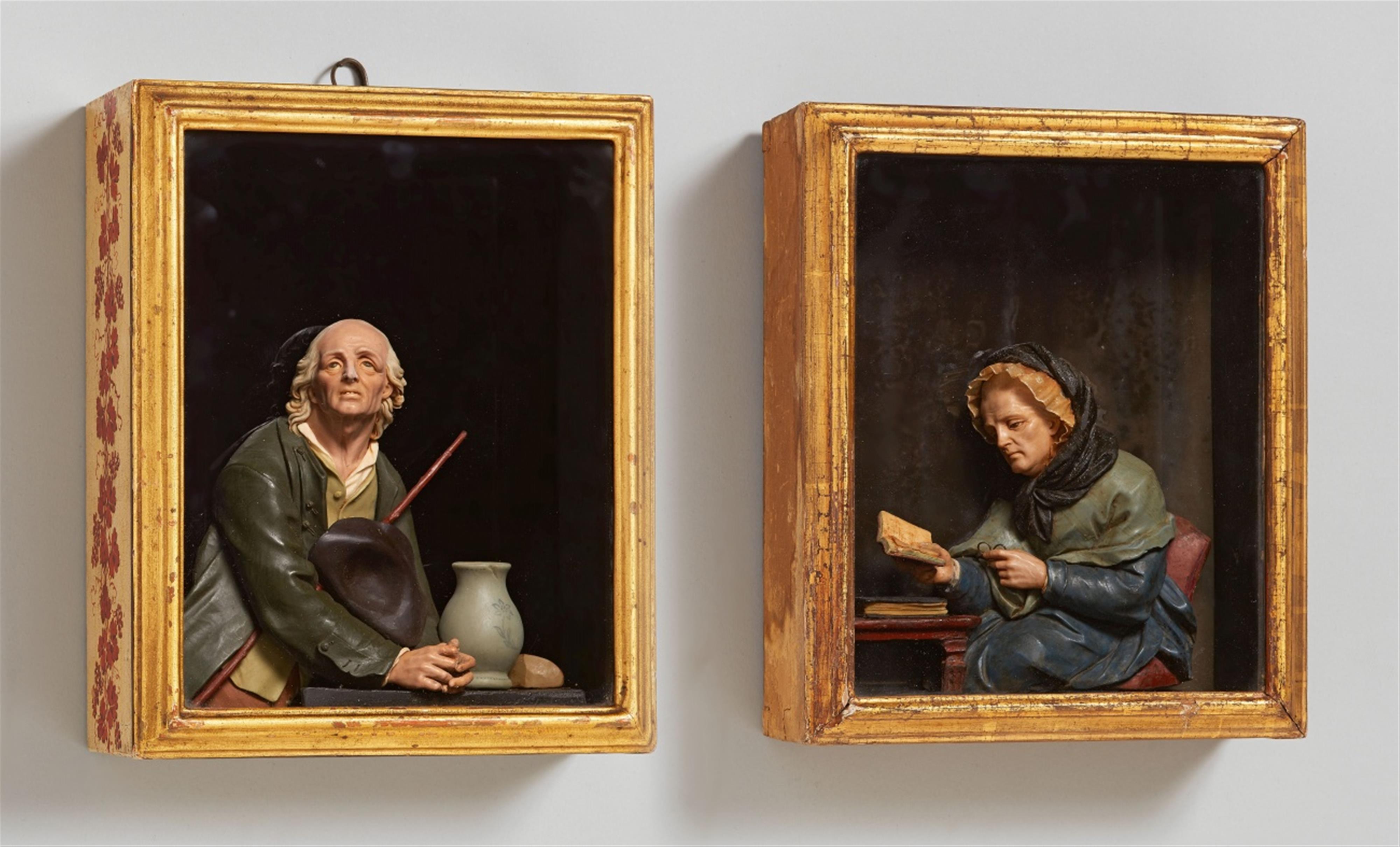 Two wax bosses in giltwood frames - image-1