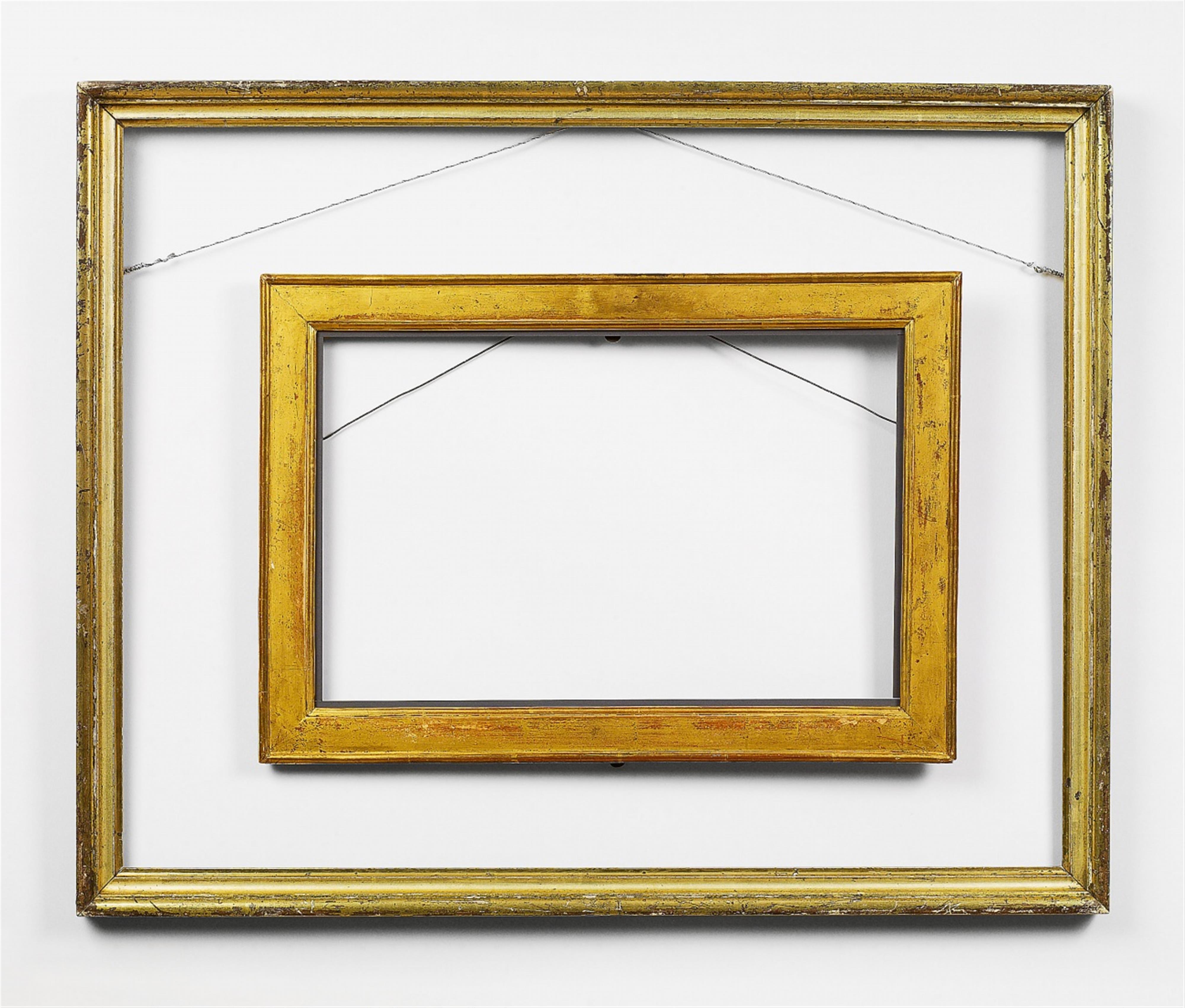 Two Neoclassical German gilt and silvered softwood frames - image-1