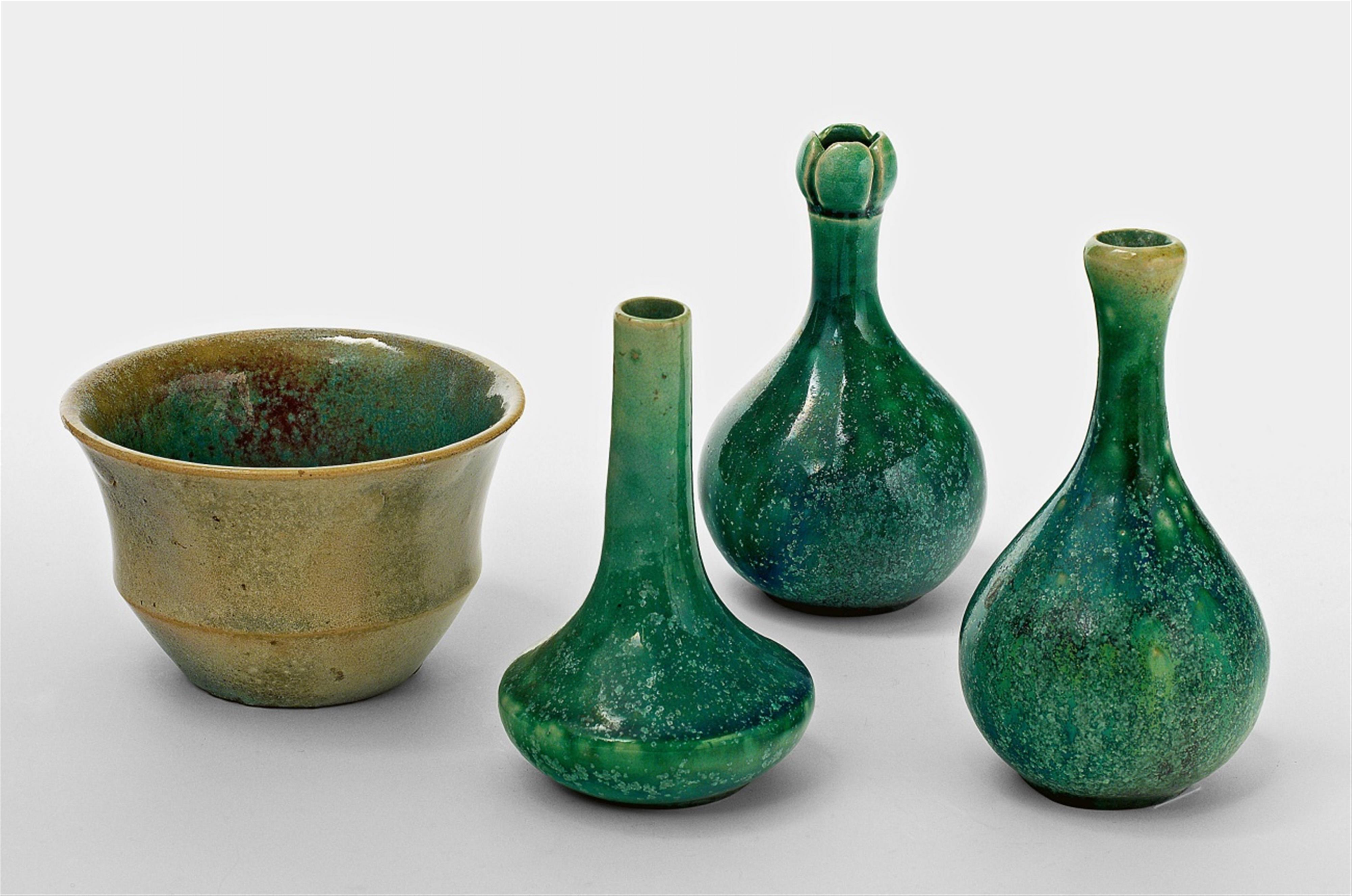 Three small Celadon glazed stoneware vases - image-1