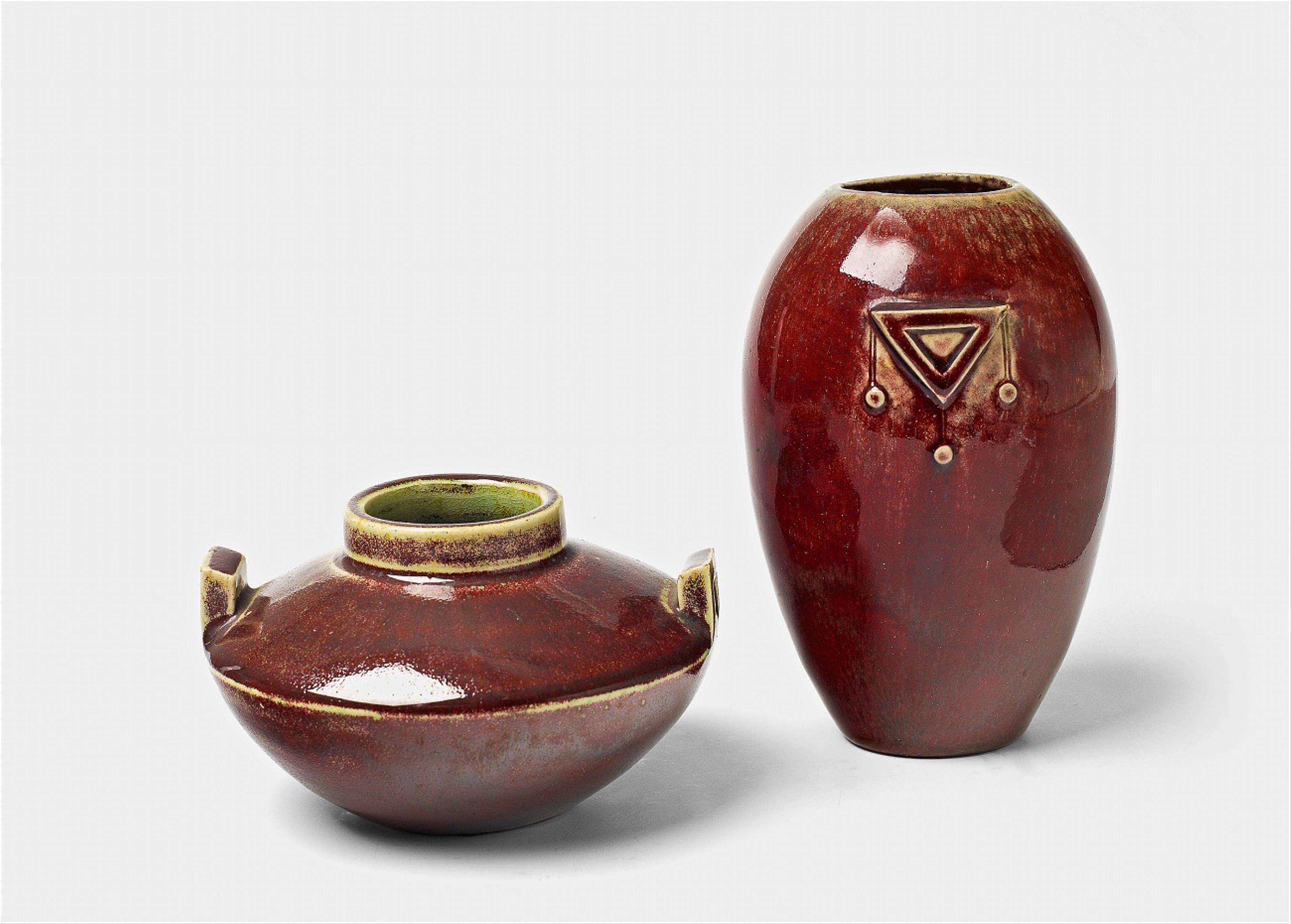 Two small feldspar glazed stoneware vases - image-1