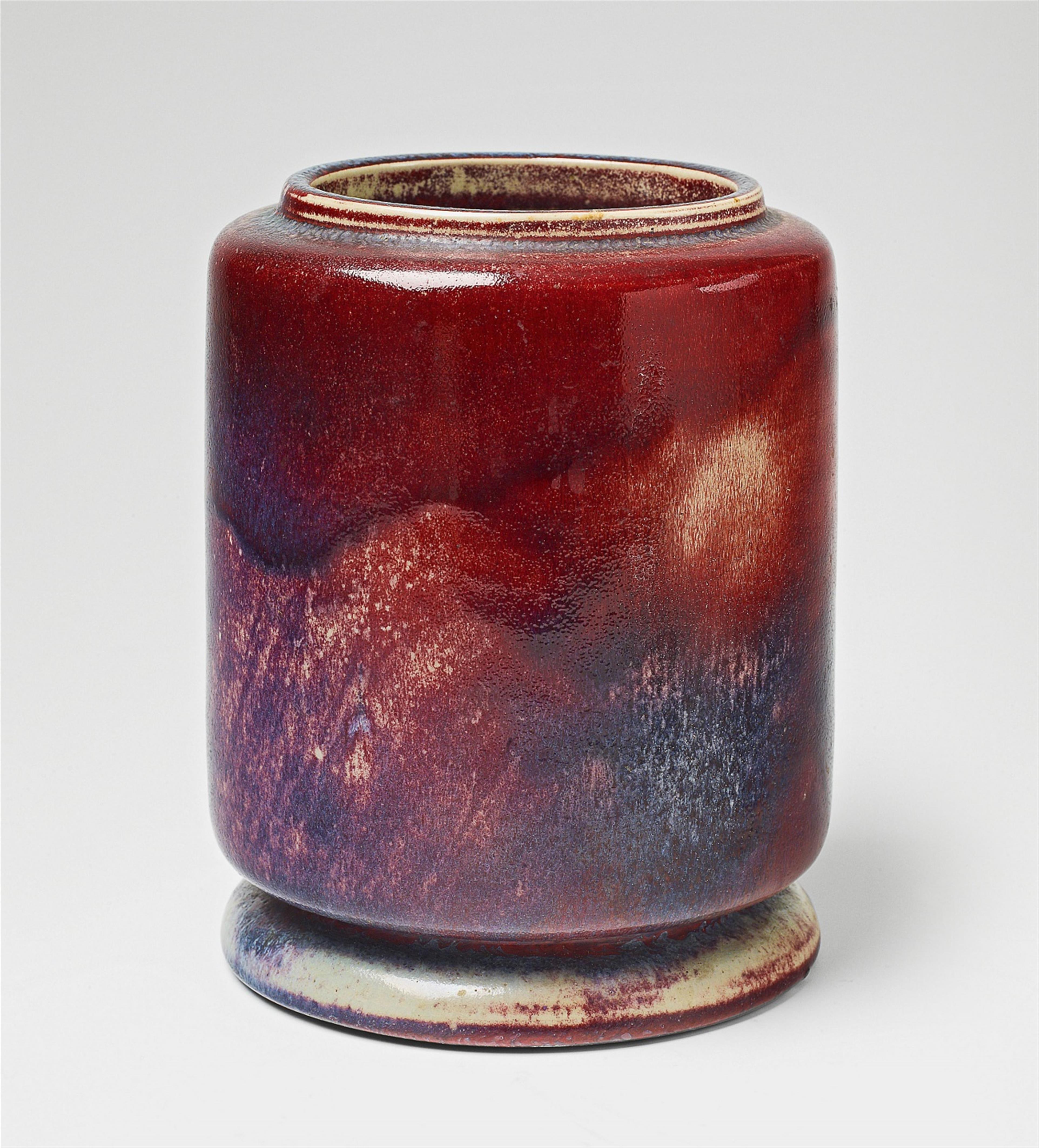 A cylindrical copper-red feldspar glazed stoneware vase - image-1