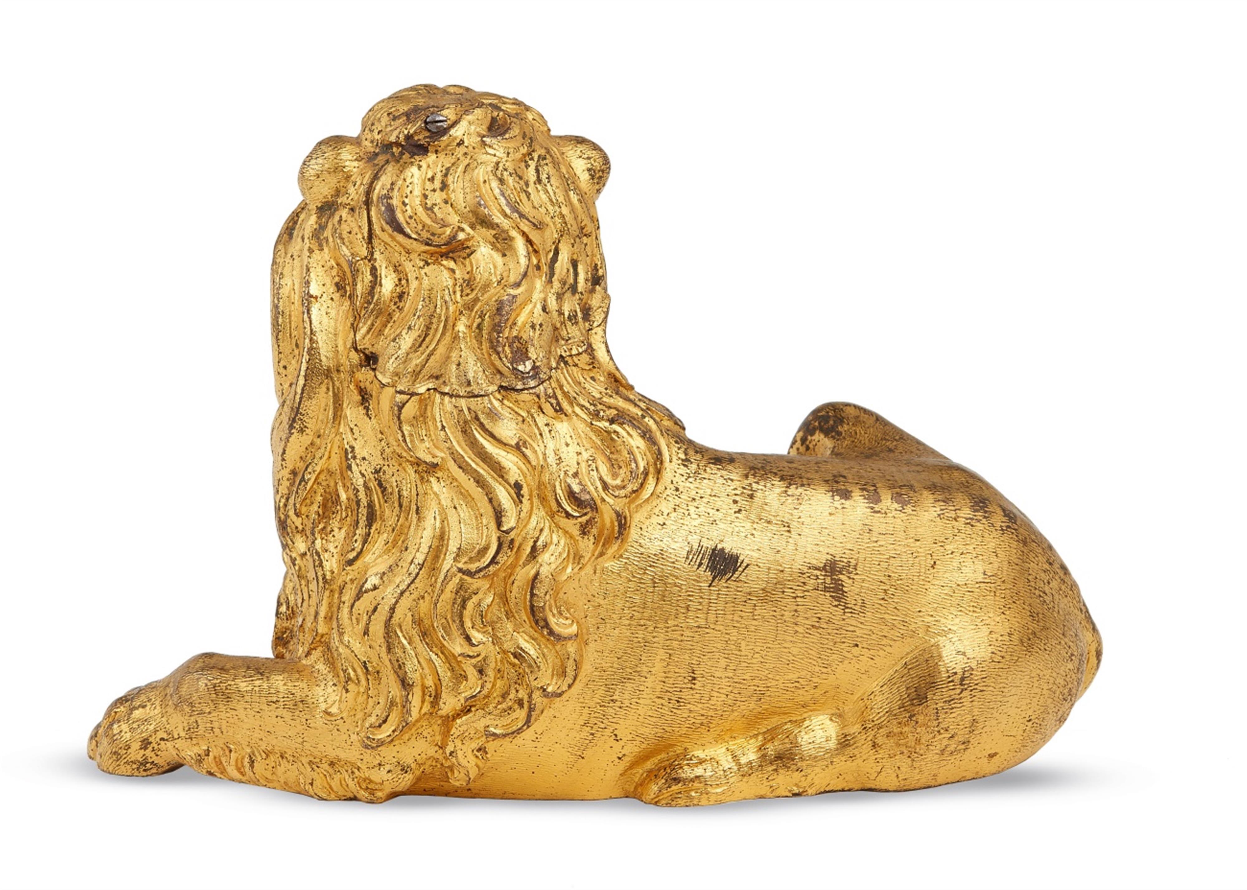 An Augsburg ormolu figure of a recumbent lion from an automaton clock - image-2