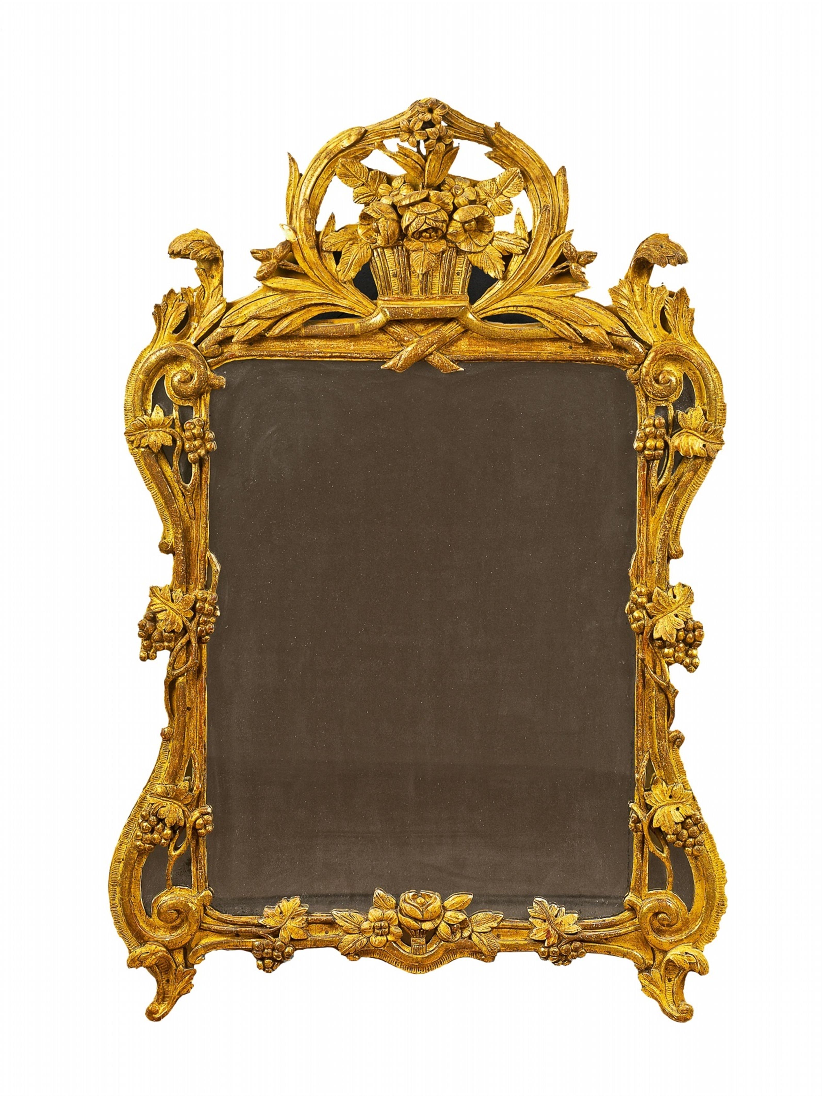 A French Louis XV period carved giltwood mirror - image-1