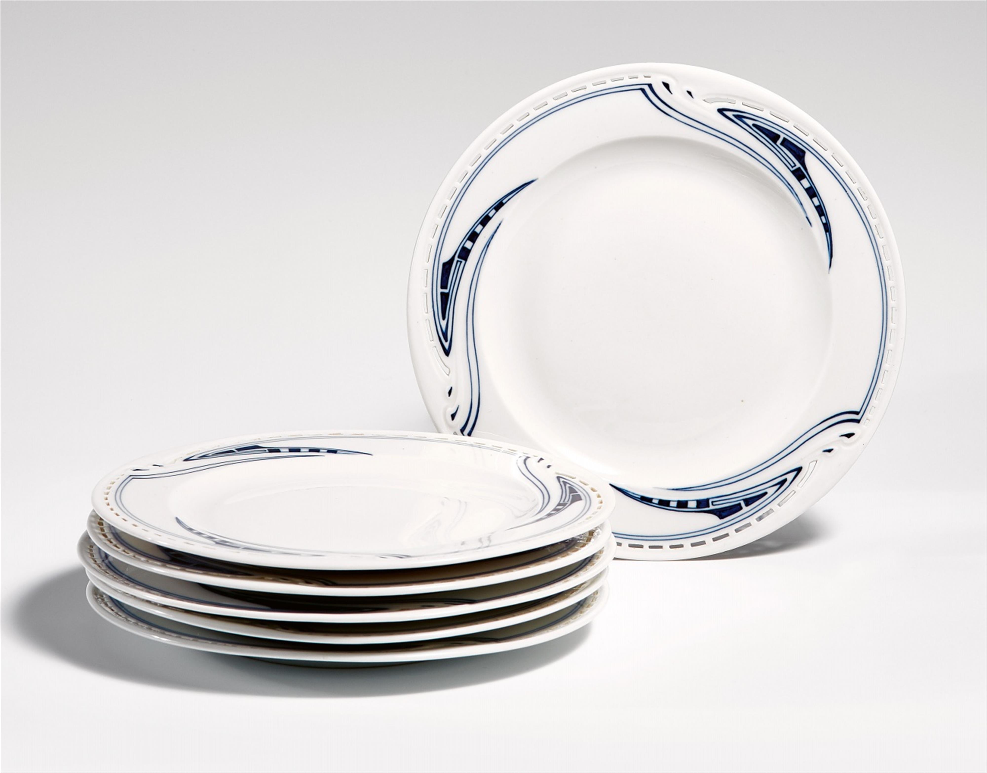A set of six Meissen porcelain dessert plates by Henry van de Velde - image-1