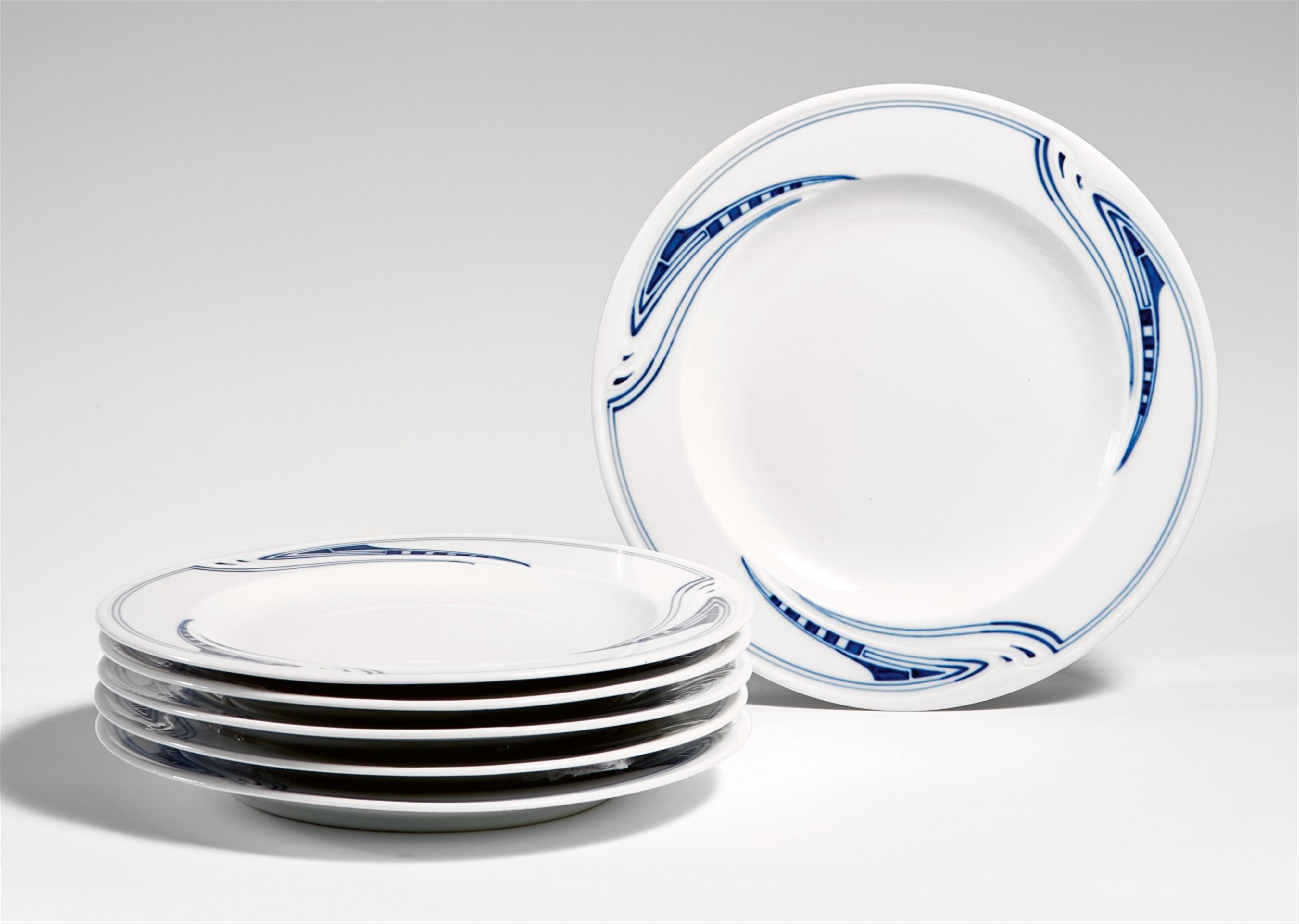 A set of six Meissen porcelain dinner plates by Henry van de Velde - image-1